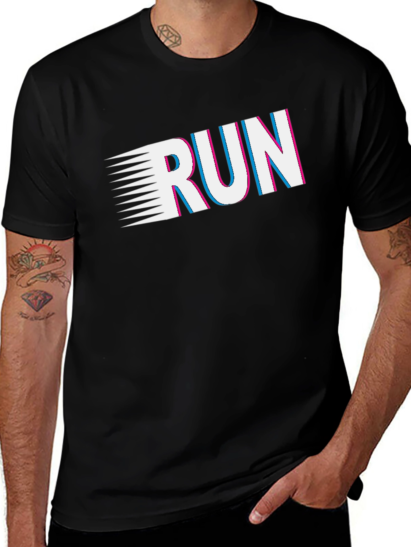 Run Graphic Tee - Black Short Sleeve
