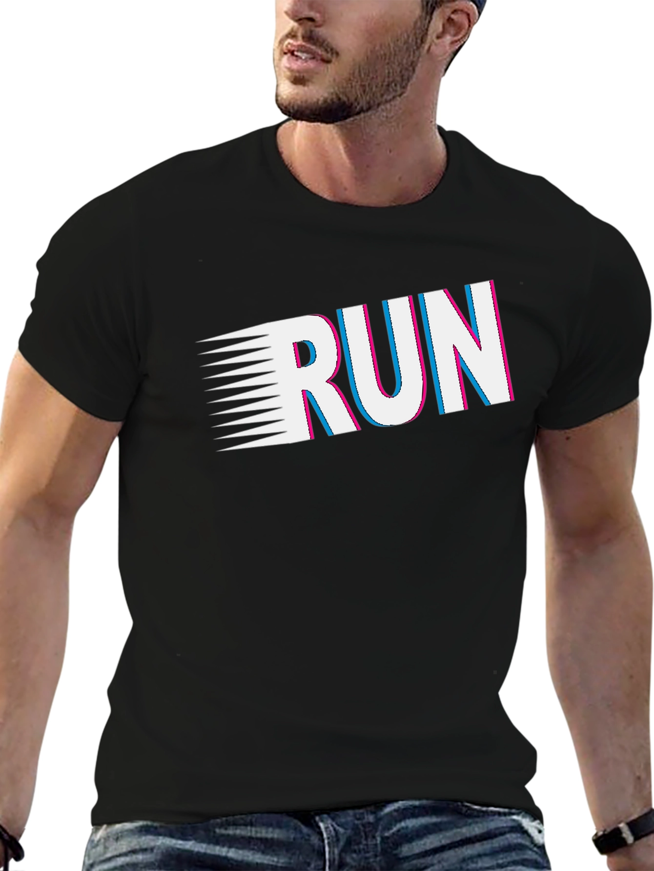 Run Graphic Tee - Black Short Sleeve