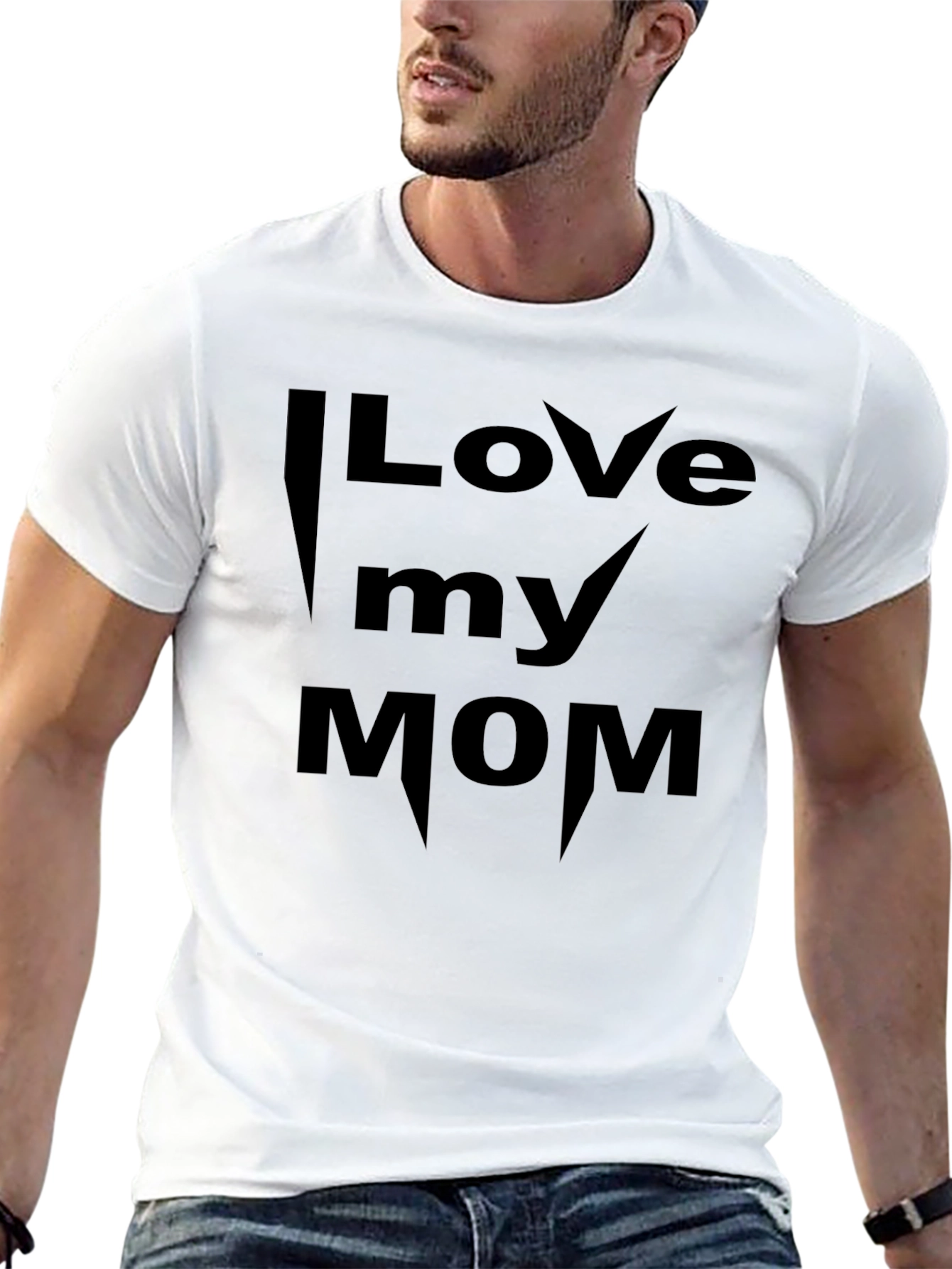 I Love My Mom Graphic T-Shirt - Black