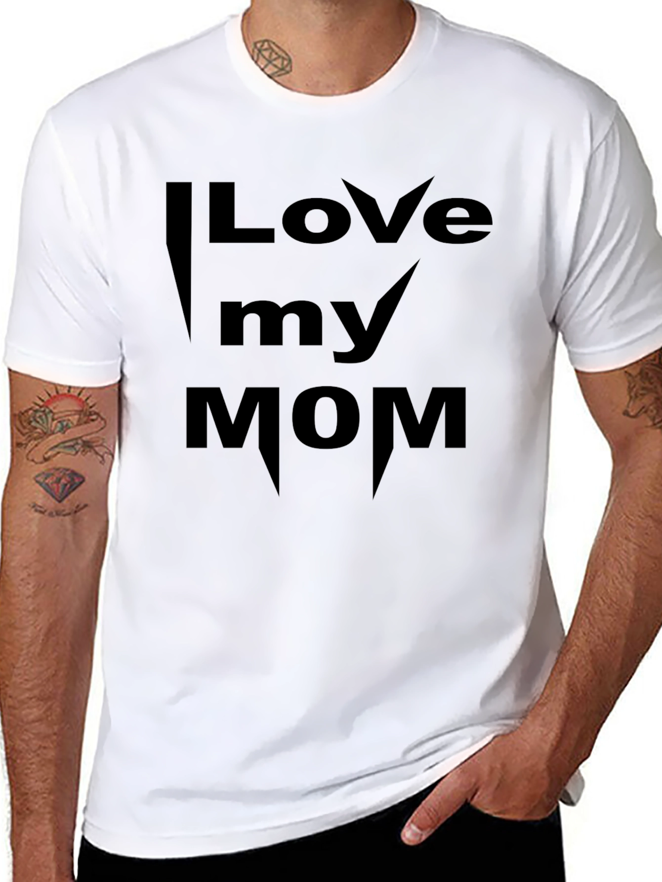 I Love My Mom Graphic T-Shirt - Black