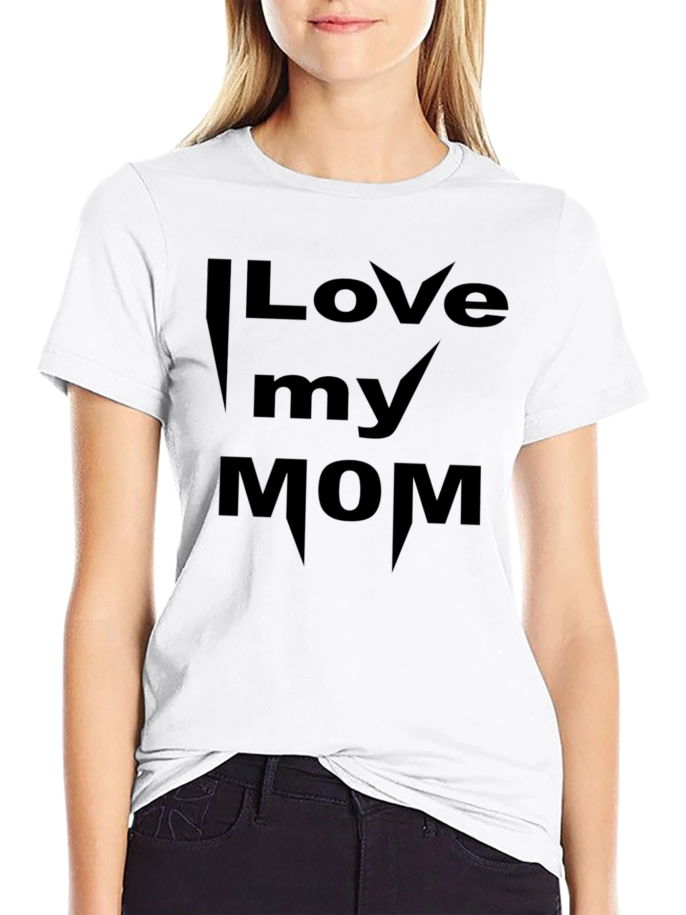 I Love My Mom Graphic T-Shirt - Black