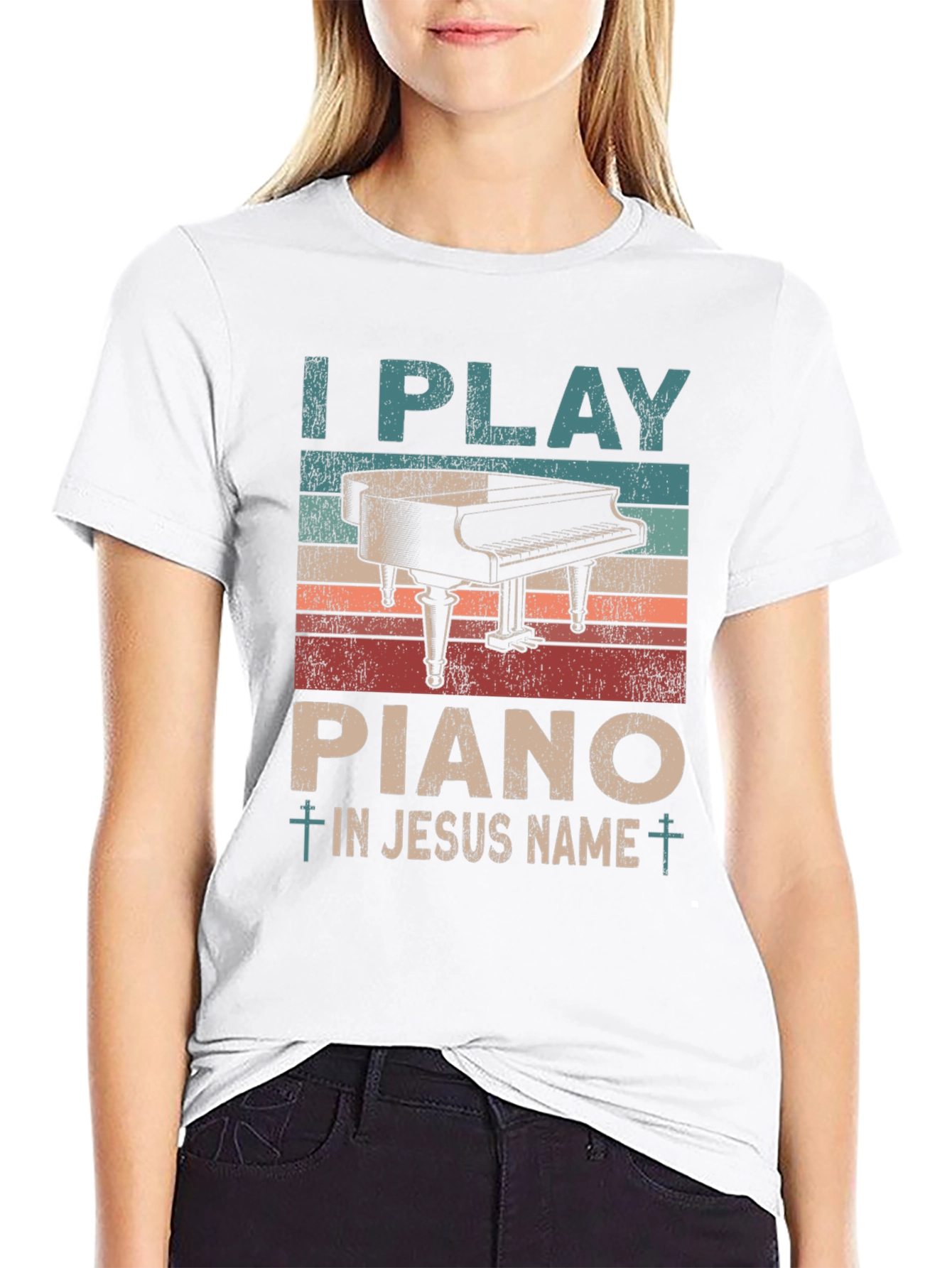I Play Piano in Jesus Name Graphic Tee