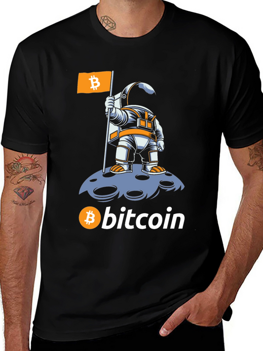 Bitcoin Astronaut Graphic T-Shirt - Crypto Moon Landing Tee