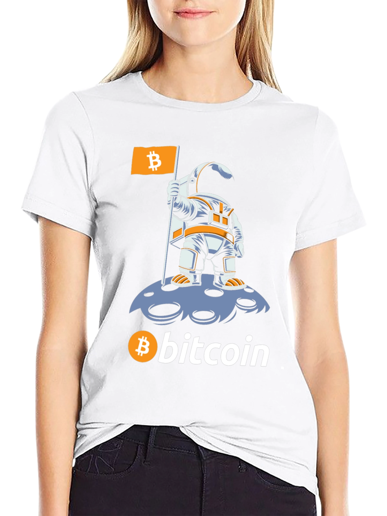Bitcoin Astronaut Graphic T-Shirt - Crypto Moon Landing Tee