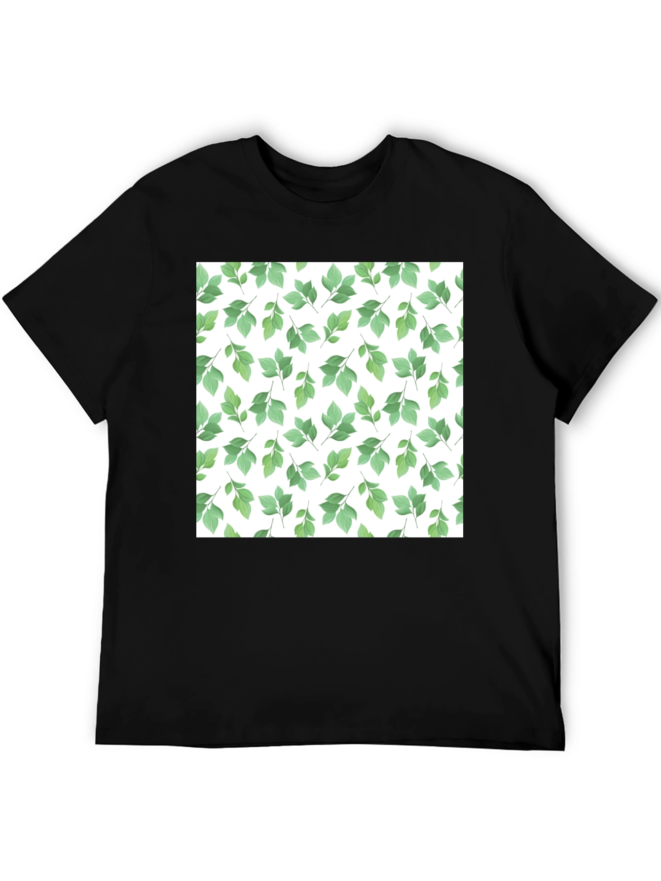 Green Leaf Pattern Tee - Stylish Nature Inspired Design