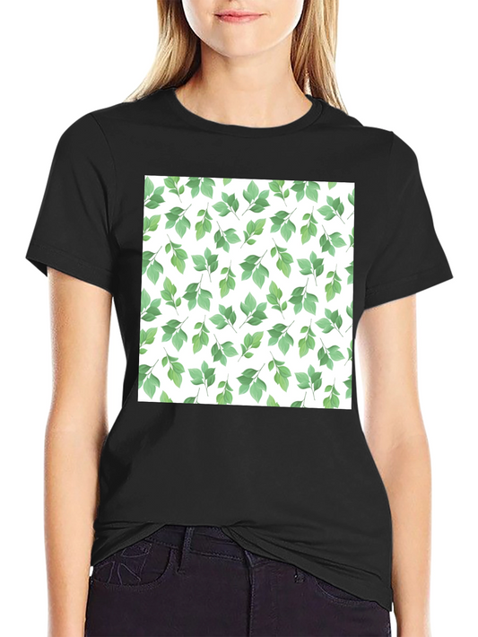 Green Leaf Pattern Tee - Stylish Nature Inspired Design