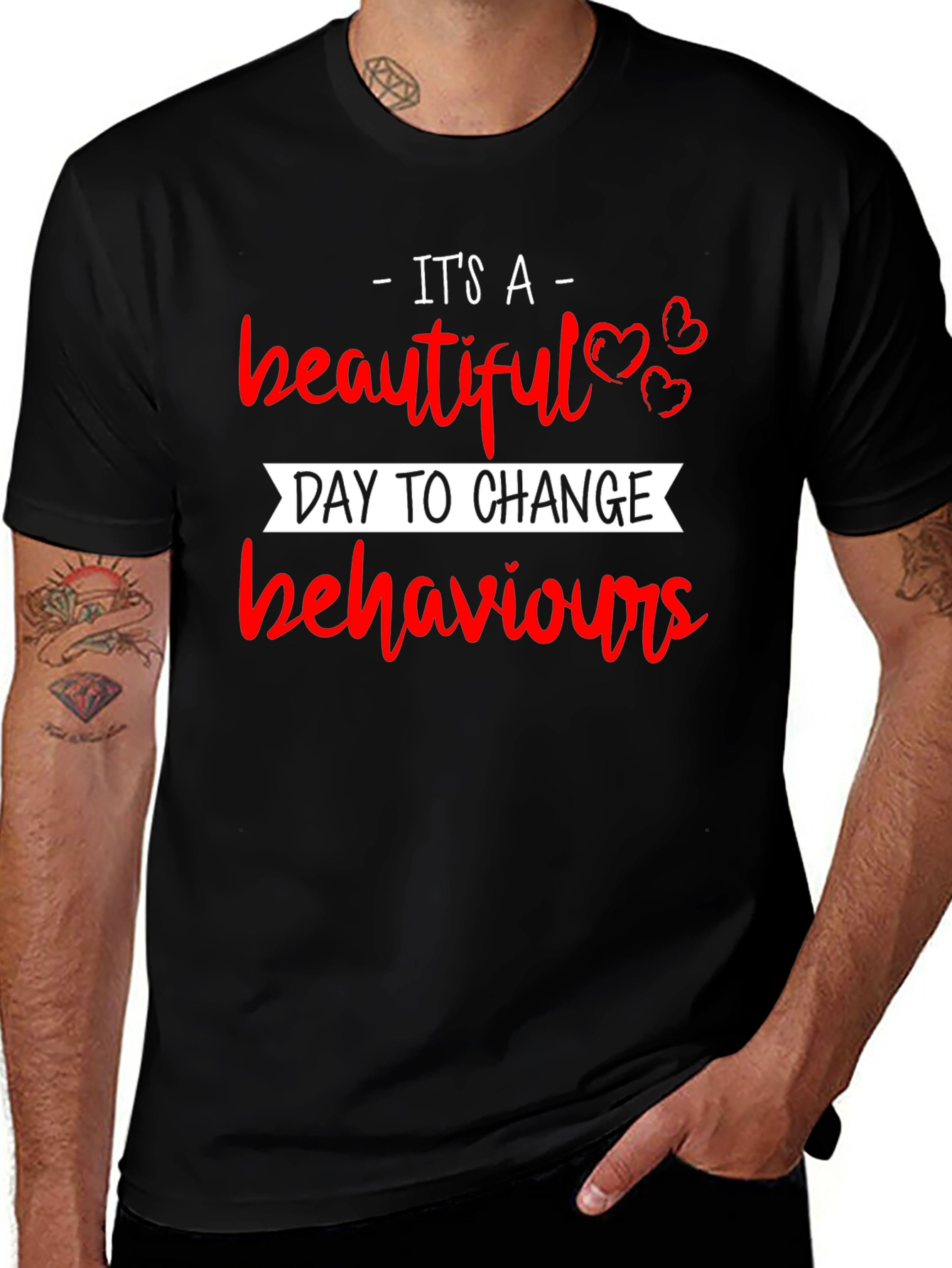 Beautiful Day Change Behaviors Black T-Shirt
