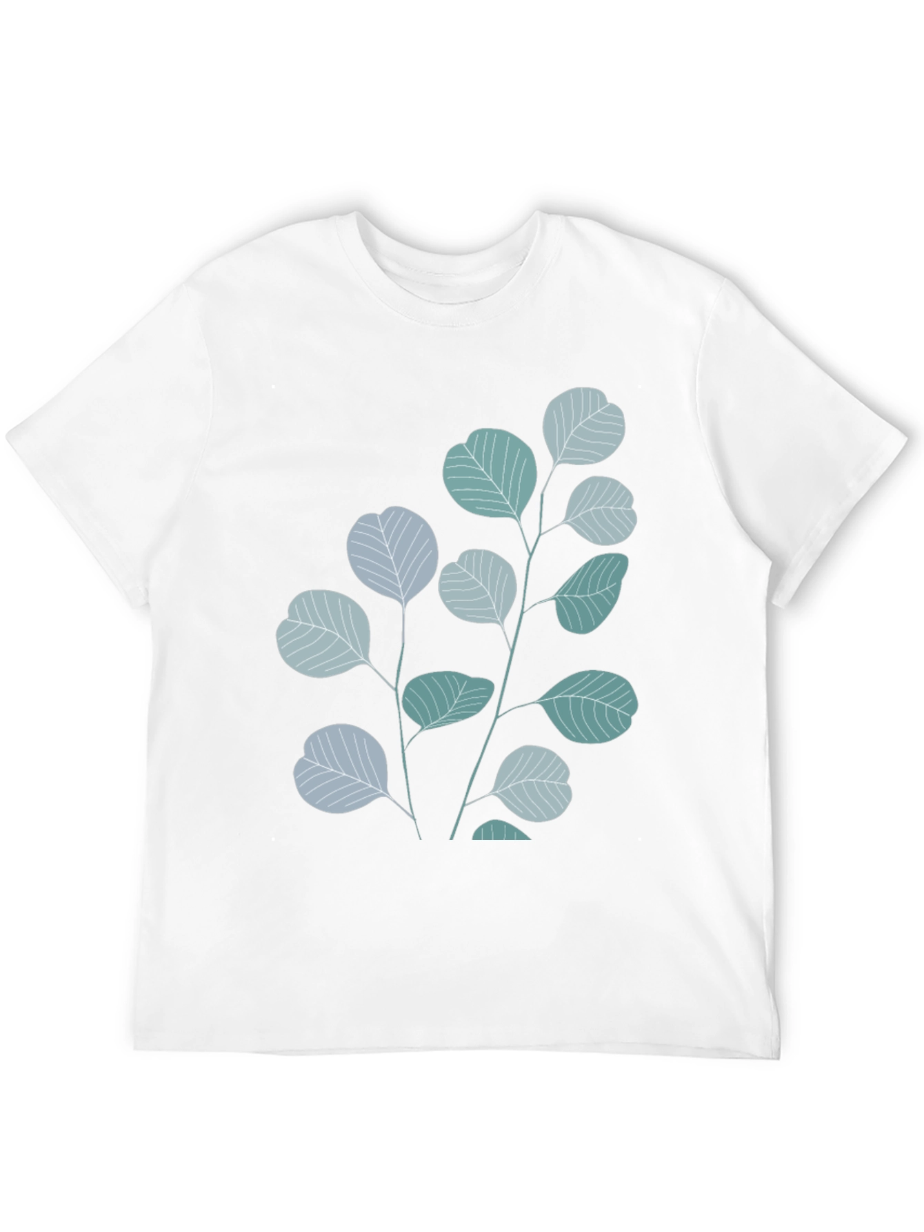 Botanical Leaves Graphic Tee - Black Cotton Blend