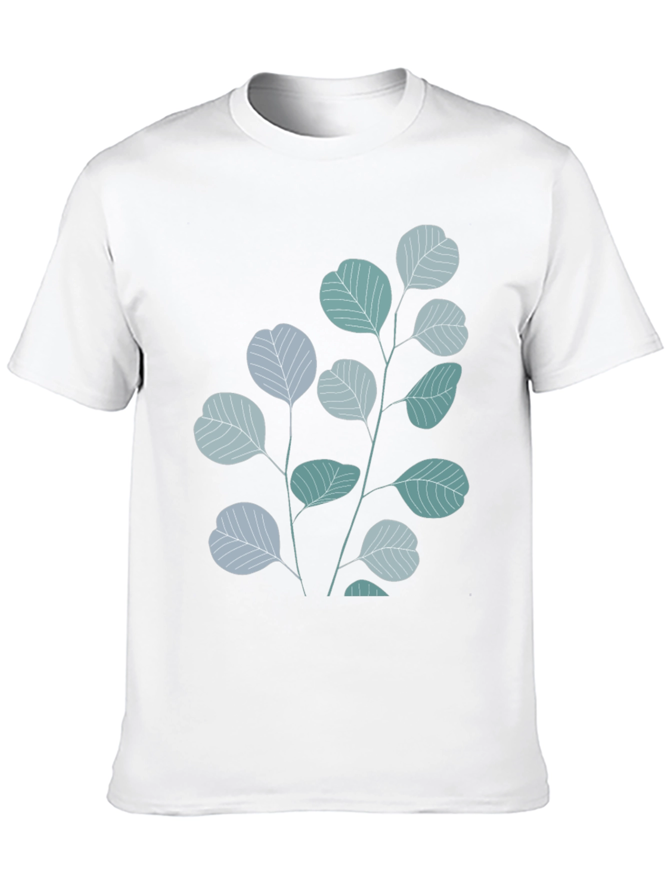 Botanical Leaves Graphic Tee - Black Cotton Blend