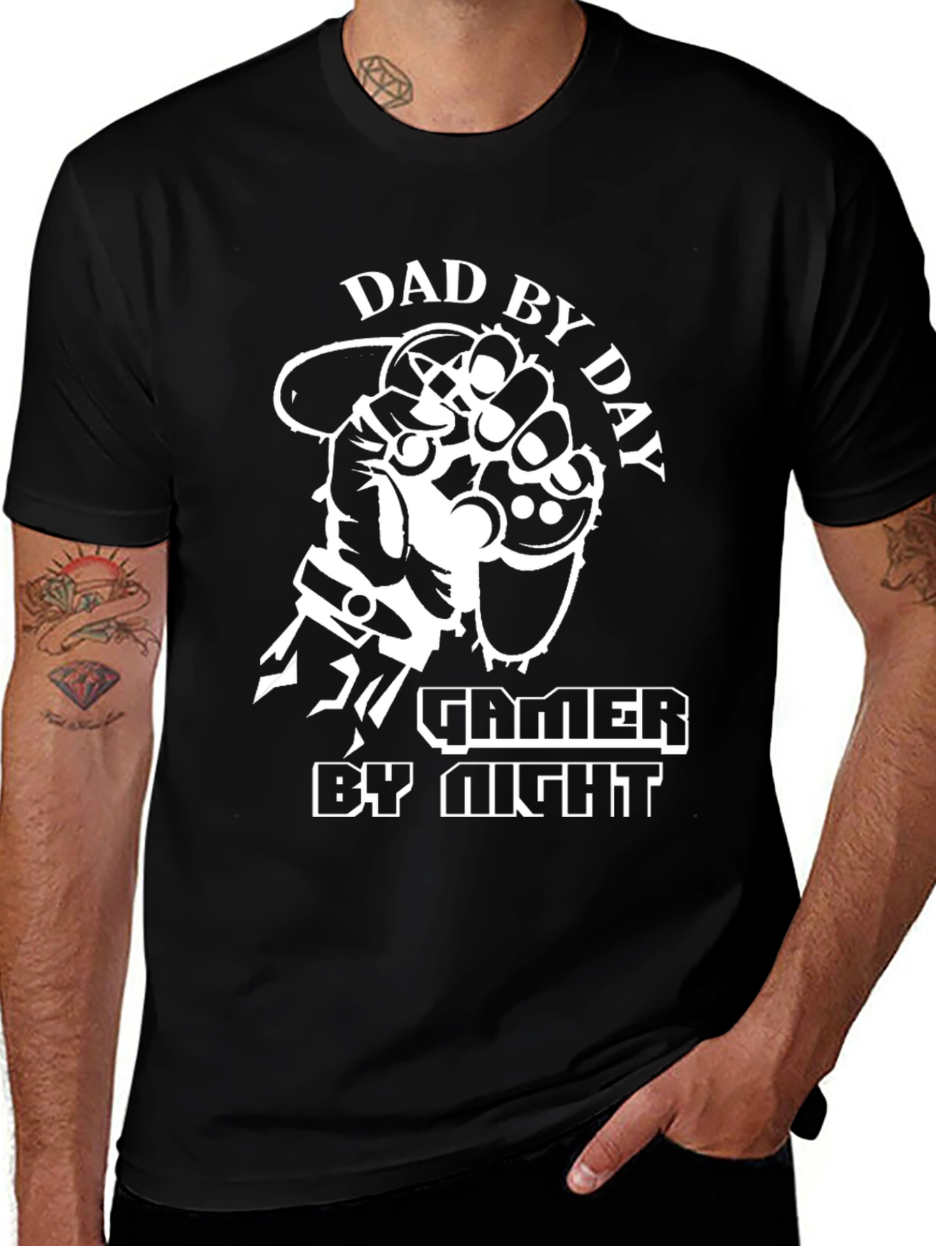 Dad by Day Gamer by Night Black T-Shirt