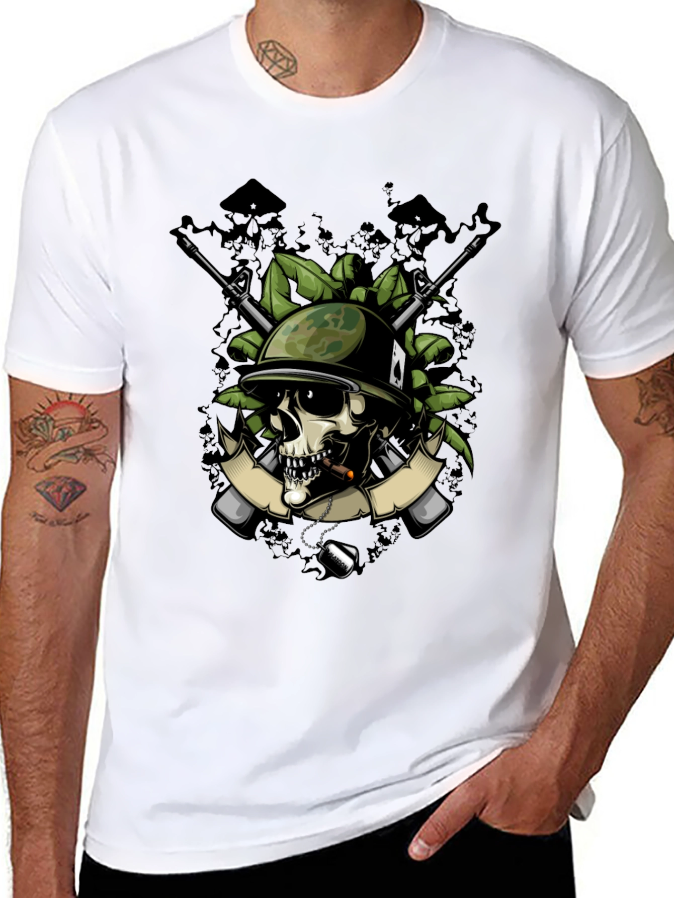 Skull Soldier Graphic T-Shirt - Military Style