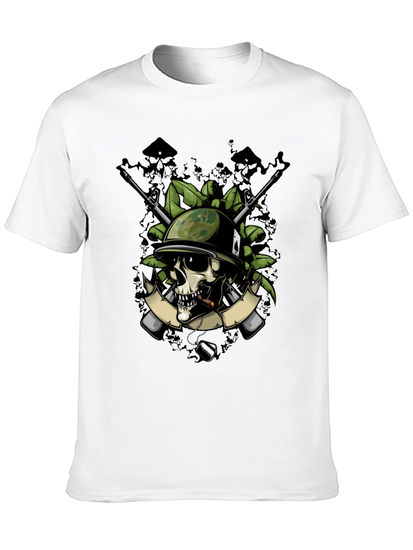 Skull Soldier Graphic T-Shirt - Military Style