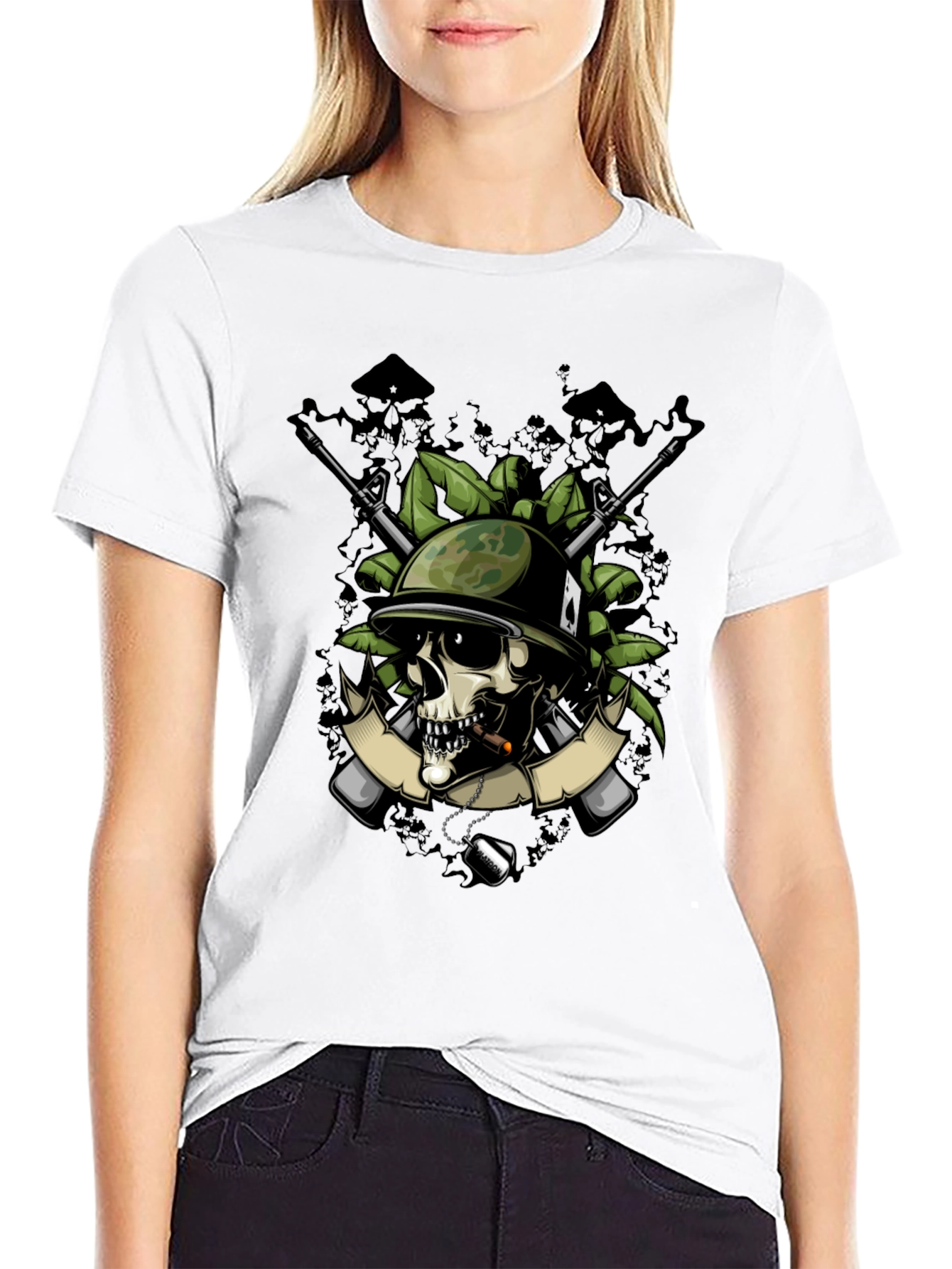 Skull Soldier Graphic T-Shirt - Military Style