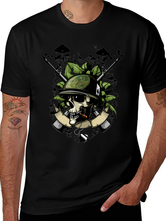 Skull Soldier Graphic T-Shirt - Military Style