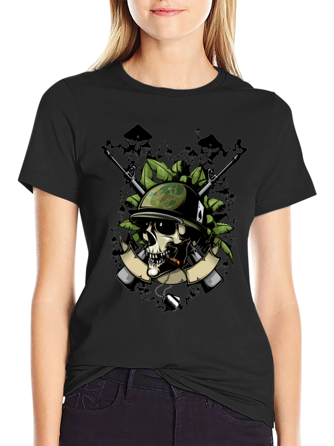 Skull Soldier Graphic T-Shirt - Military Style