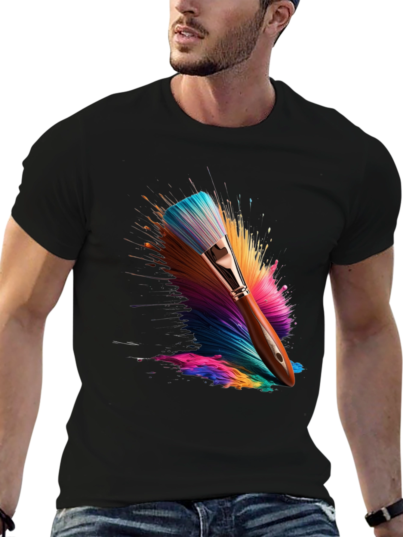 Colorful Paintbrush Graphic T-Shirt