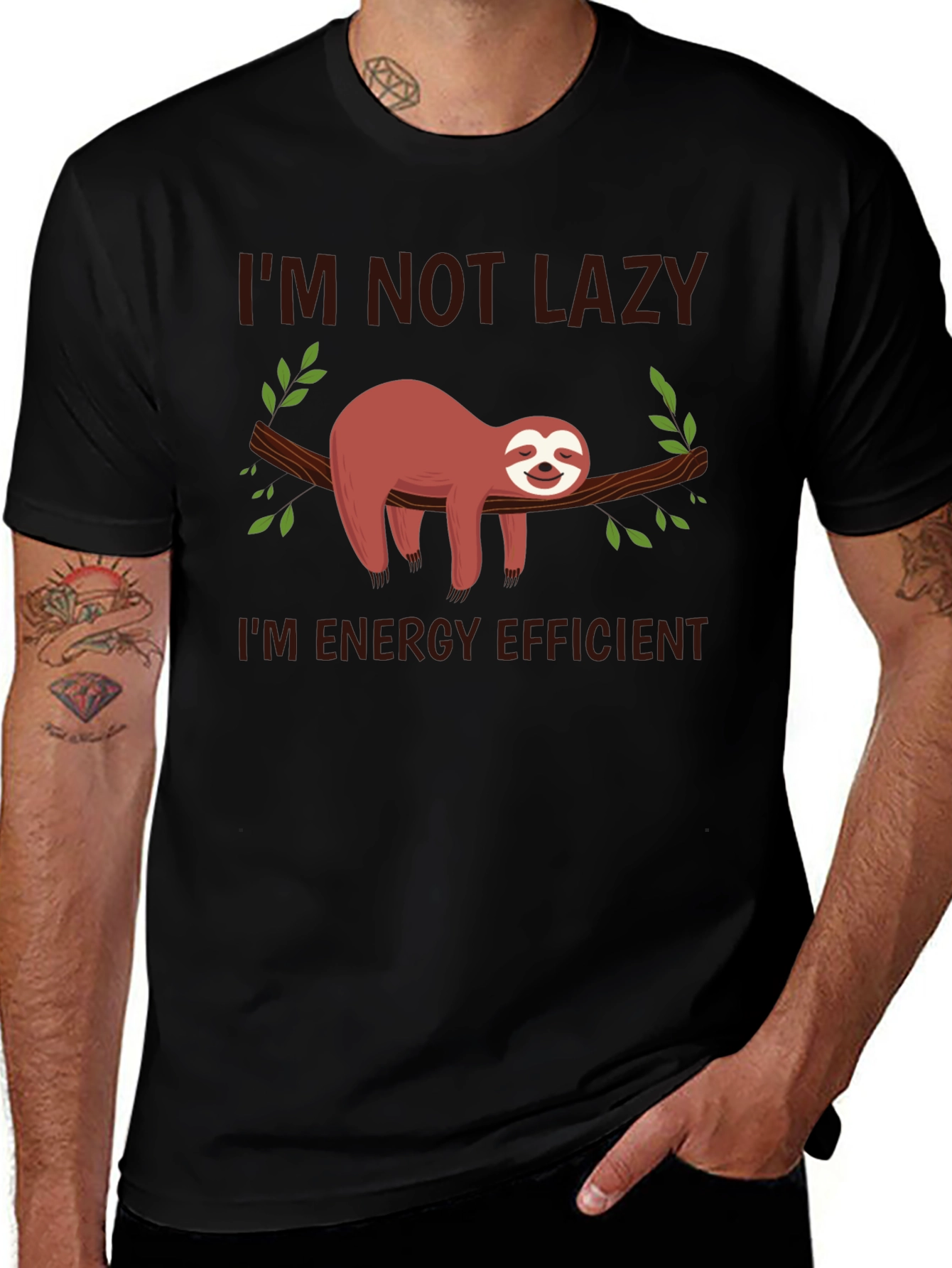 Funny Sloth T-Shirt - Im Not Lazy Energy Efficient