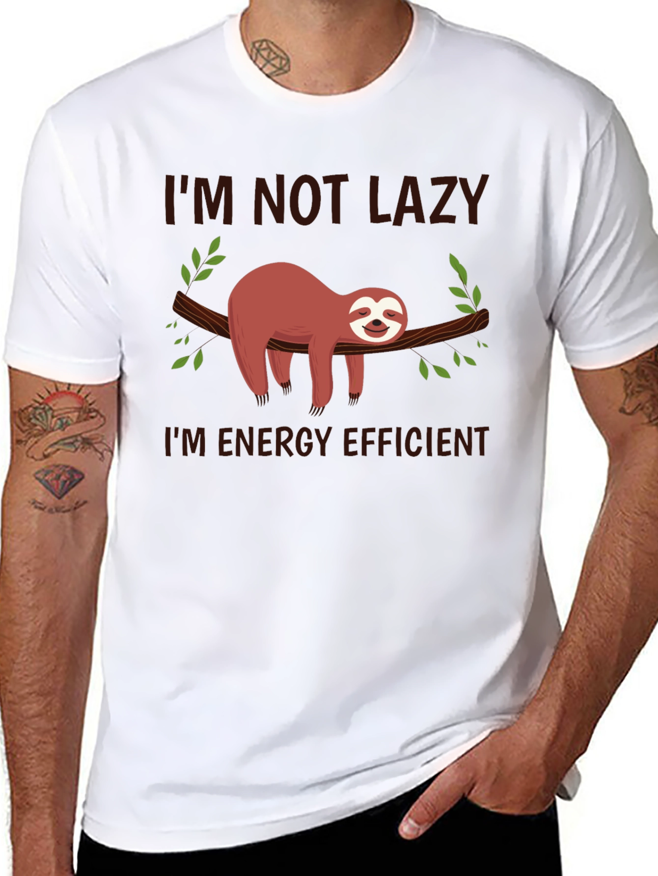 Funny Sloth T-Shirt - Im Not Lazy Energy Efficient