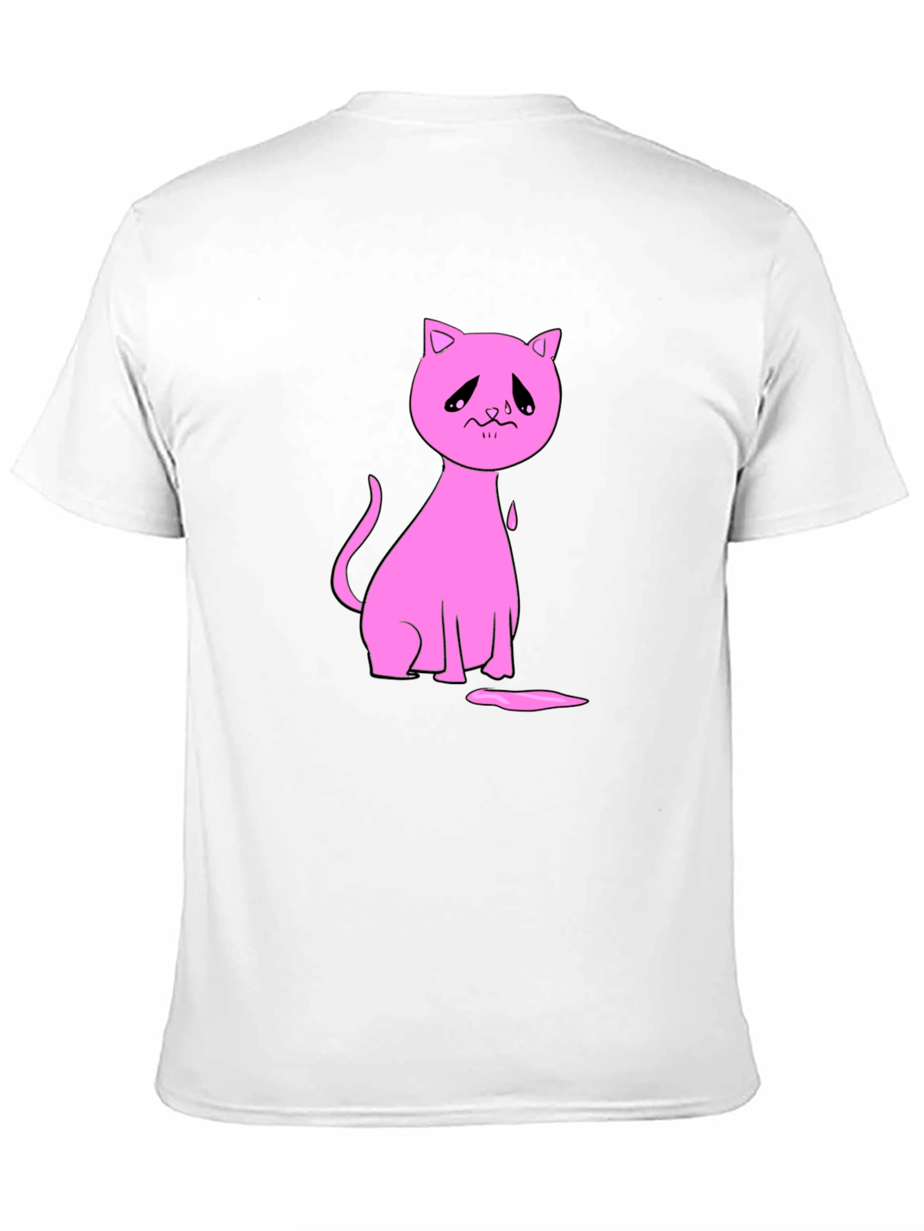 Sad Cat Graphic Black T-Shirt