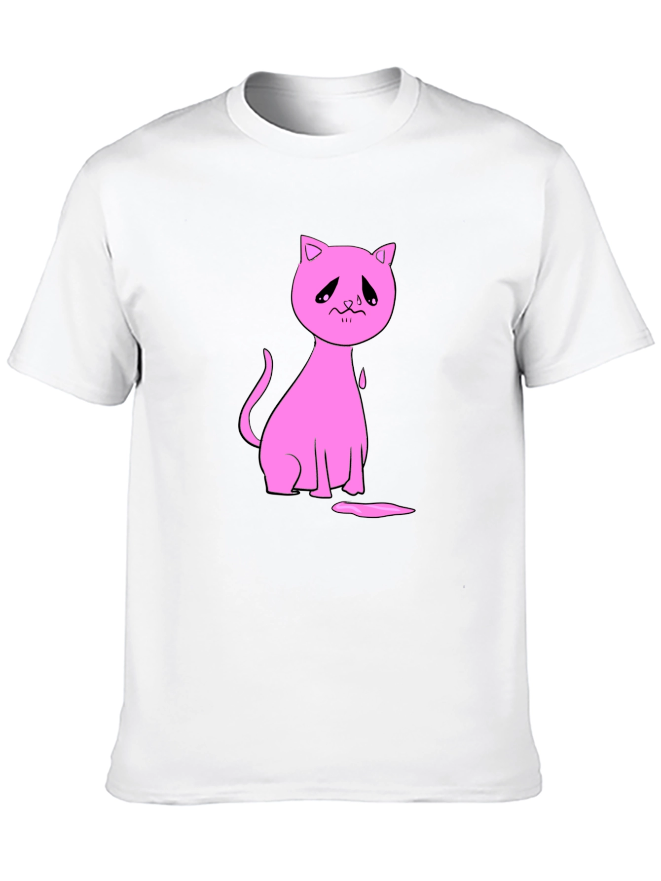 Sad Cat Graphic Black T-Shirt