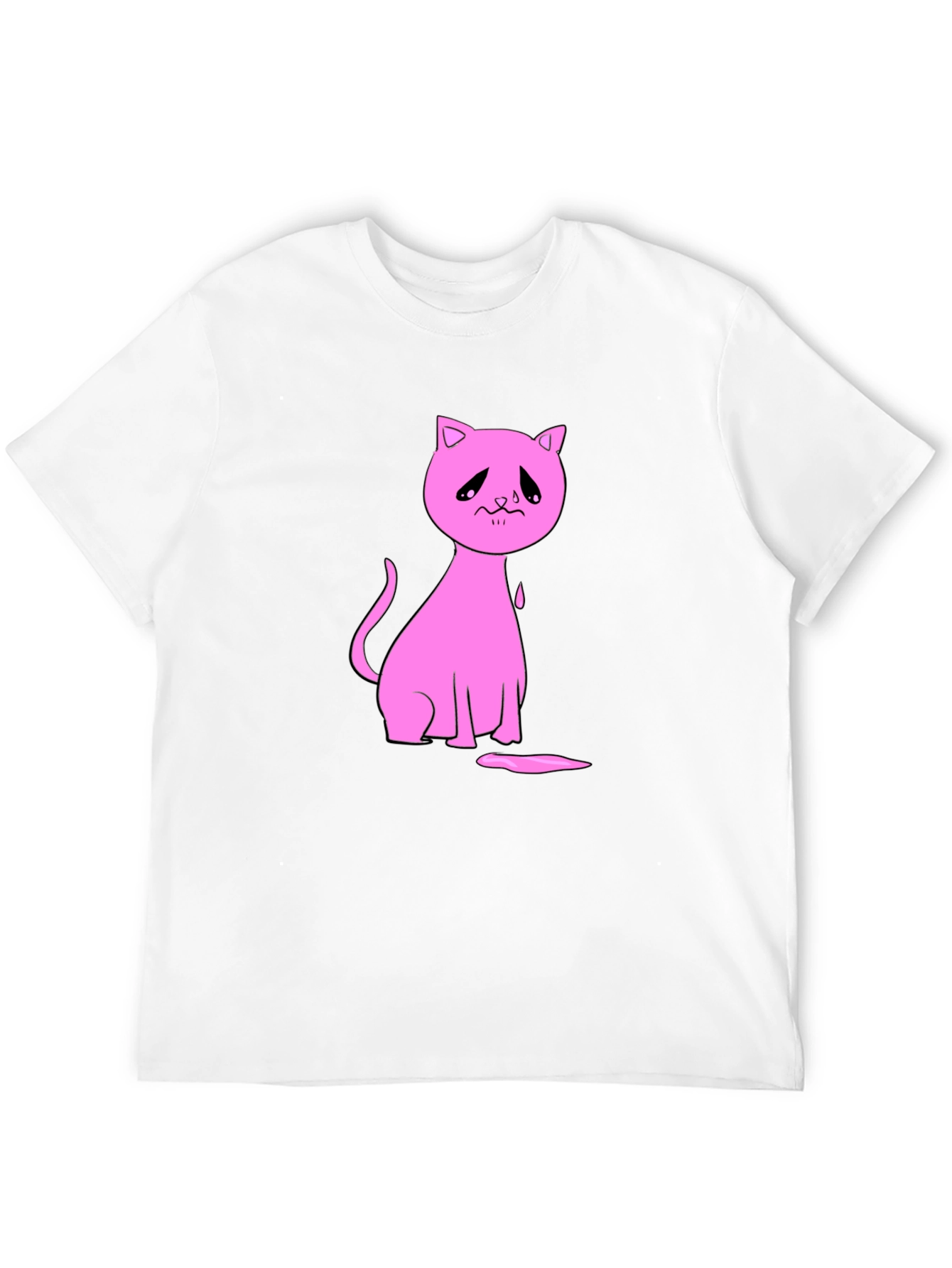 Sad Cat Graphic Black T-Shirt