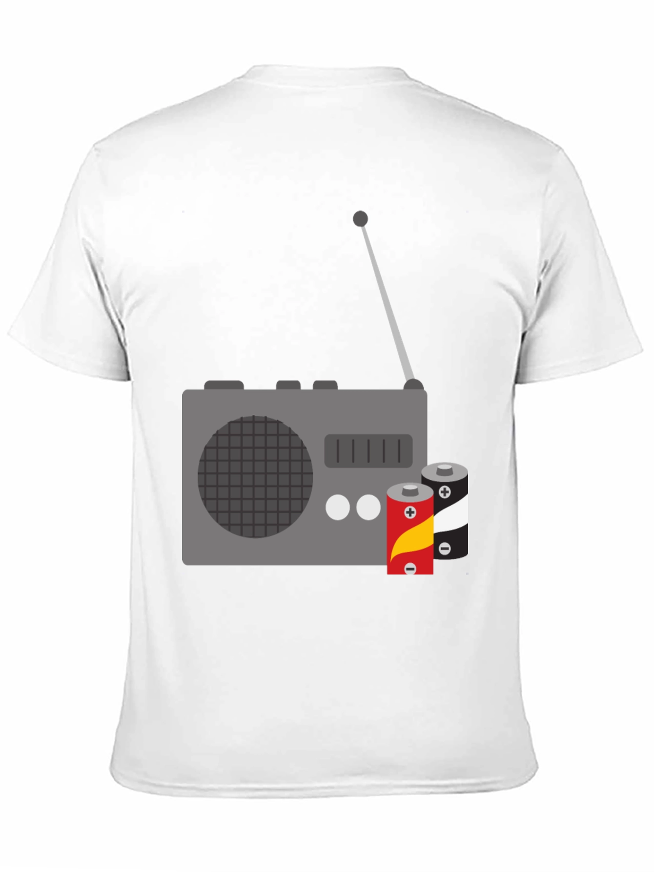 Retro Radio & Batteries Graphic Tee - Classic Style