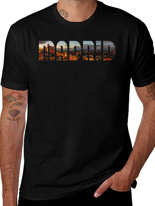 Madrid Skyline Black T-Shirt