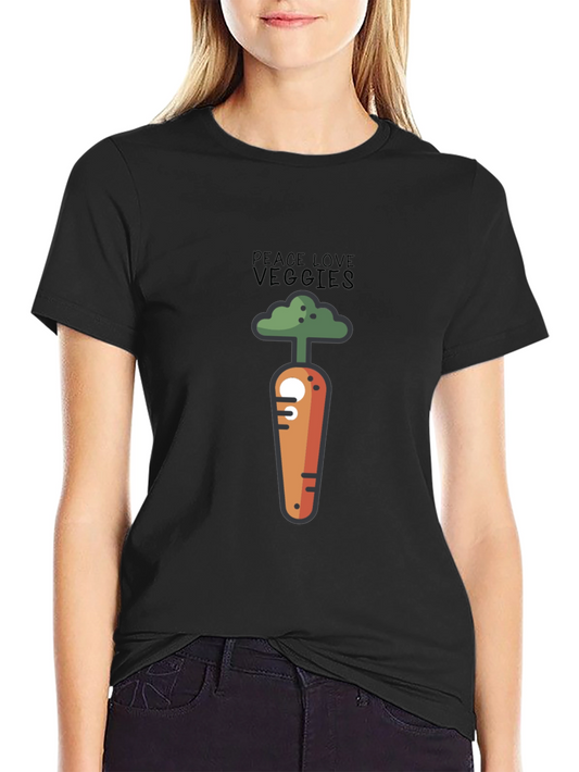 Peace Love Veggies Graphic T-Shirt - Black
