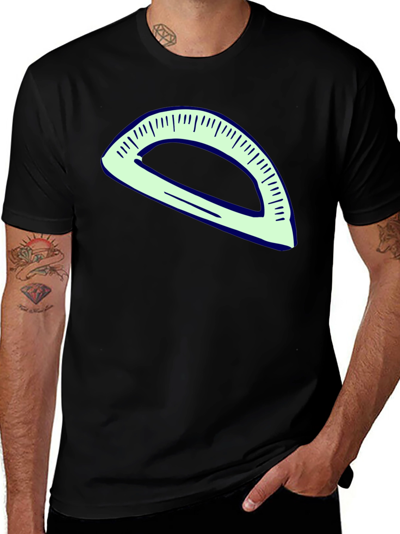 Protractor Graphic Tee - Black Cotton Blend