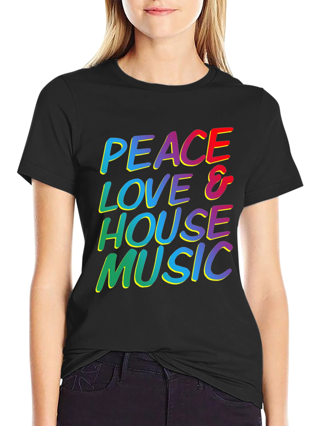 Peace Love & House Music T-Shirt - Retro Design