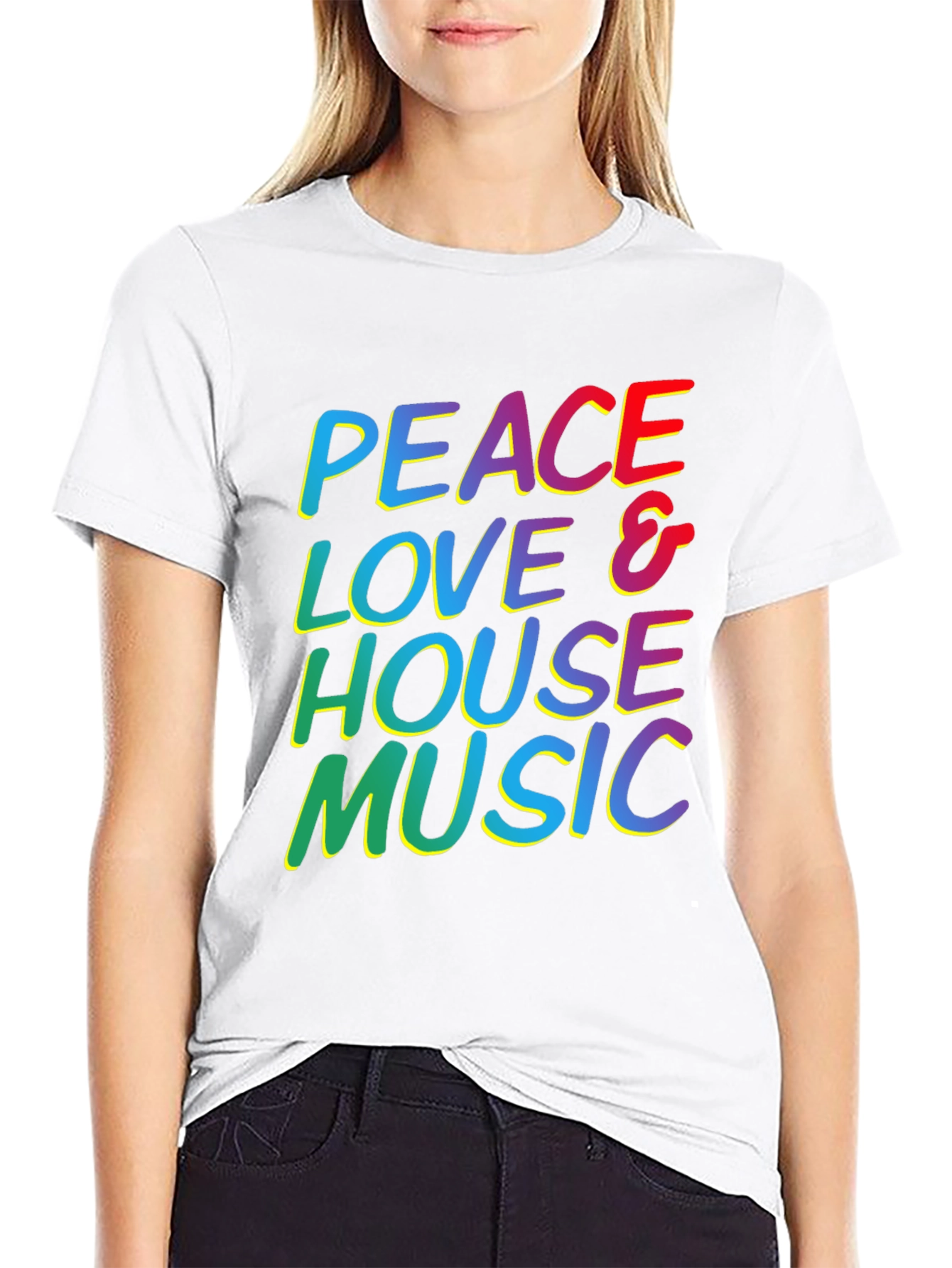 Peace Love & House Music T-Shirt - Retro Design