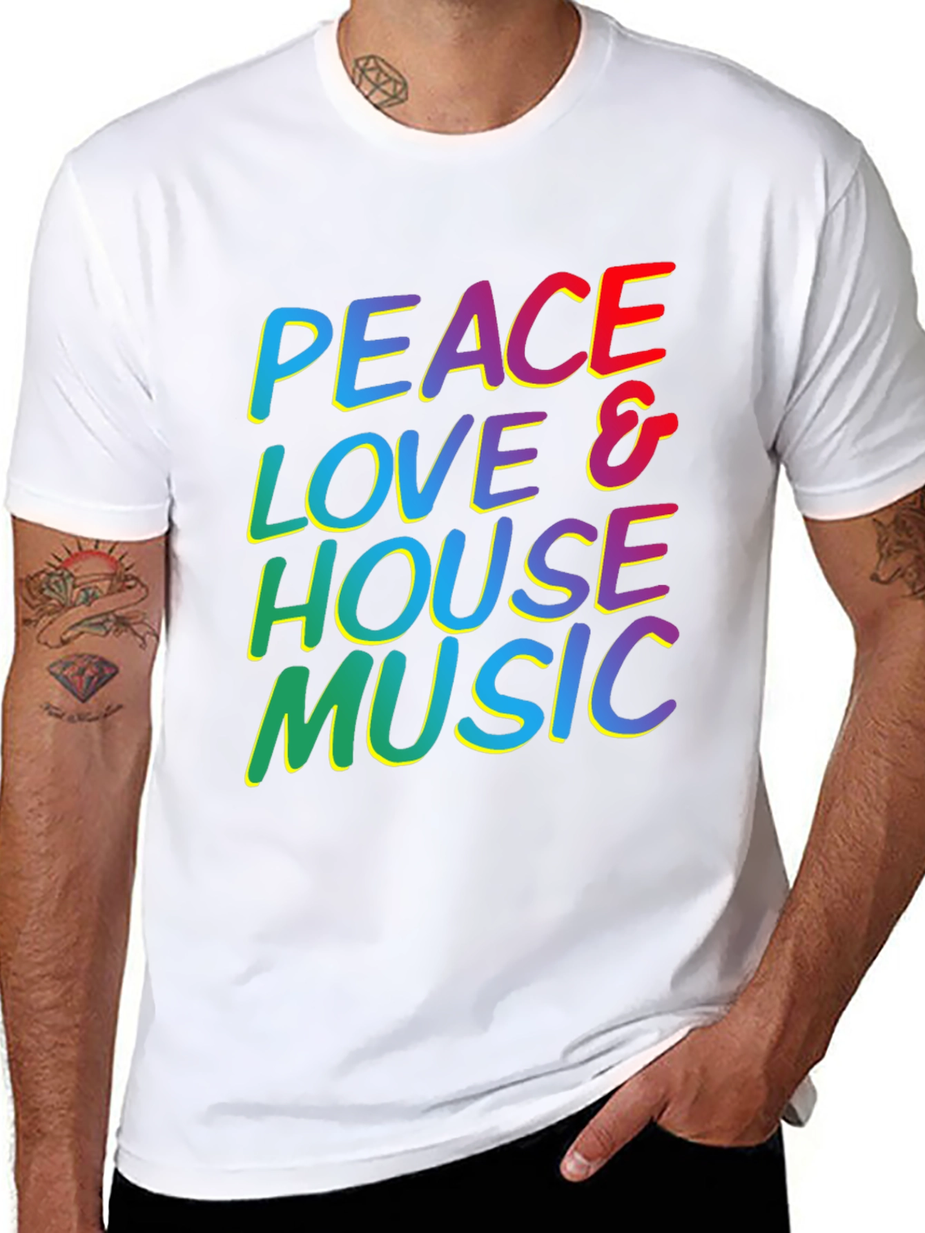 Peace Love & House Music T-Shirt - Retro Design
