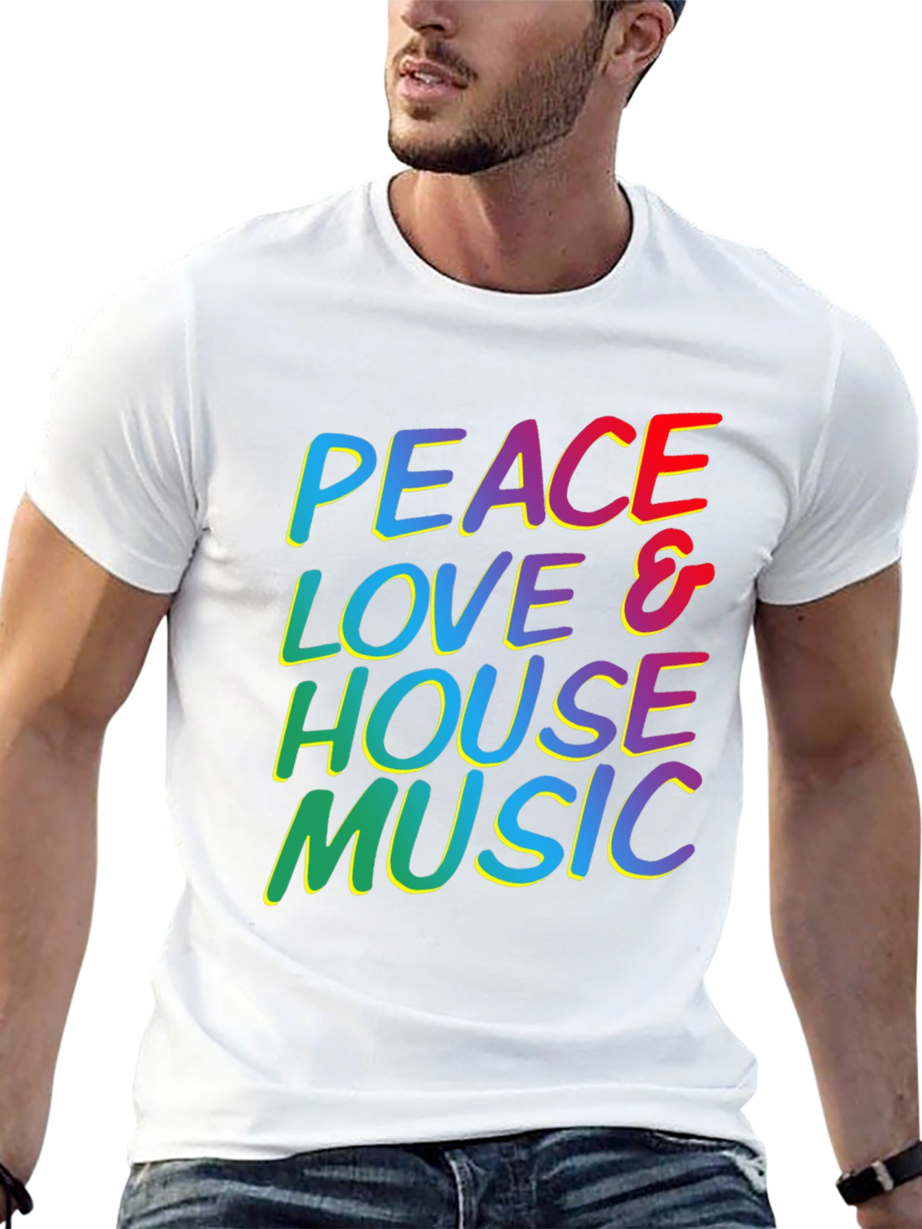 Peace Love & House Music T-Shirt - Retro Design