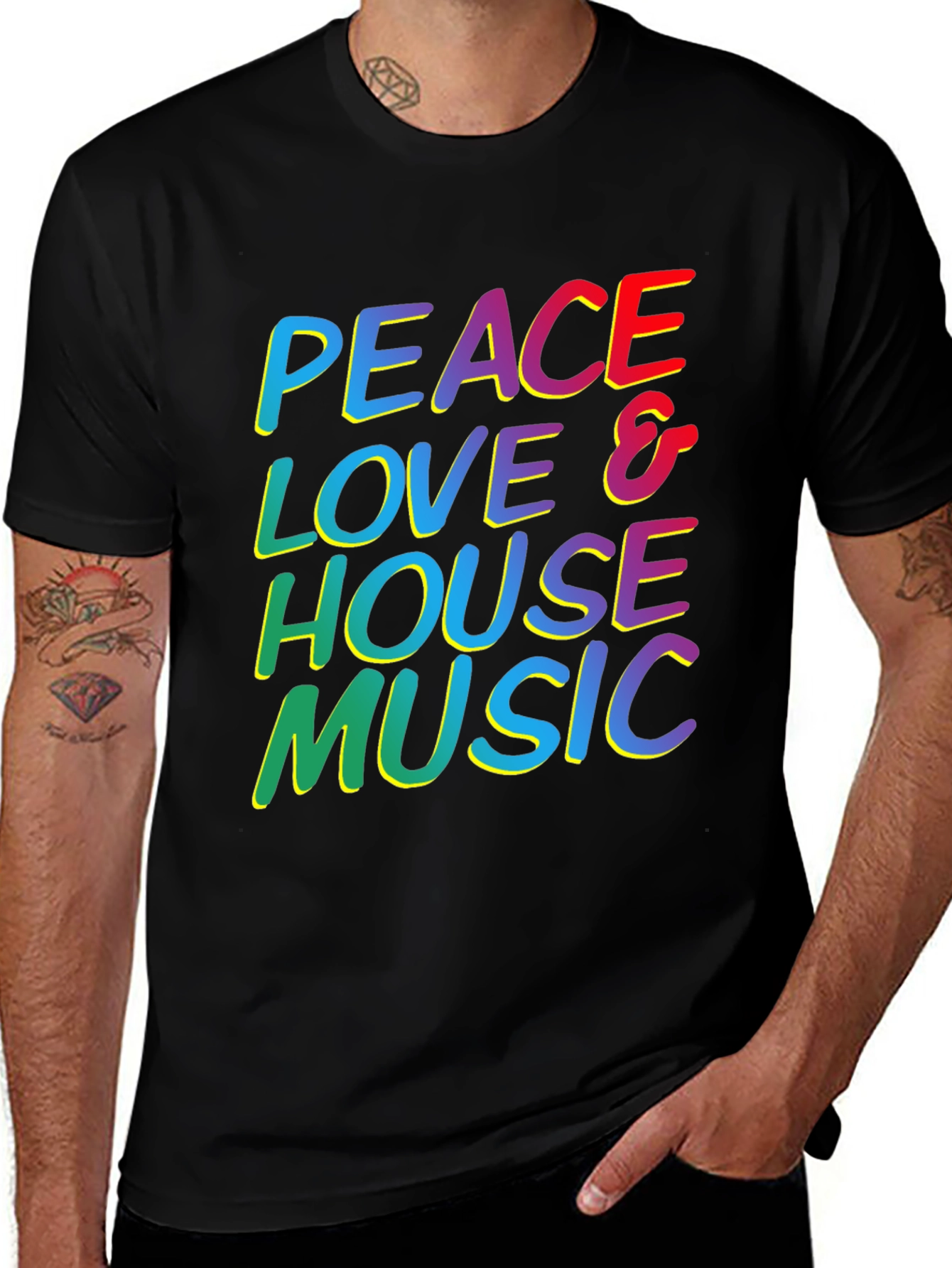 Peace Love & House Music T-Shirt - Retro Design