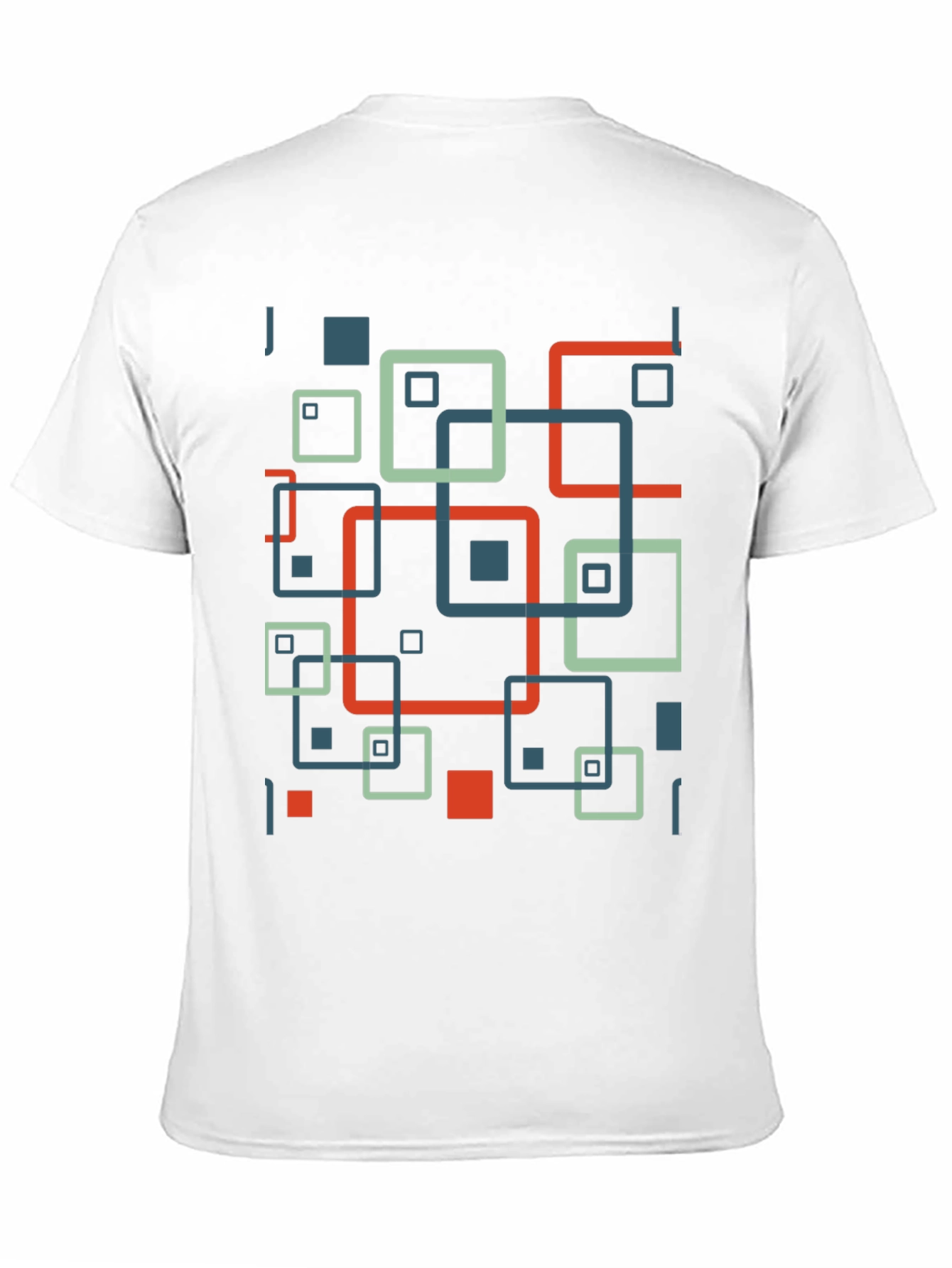 Geometric Square Pattern Black T-Shirt