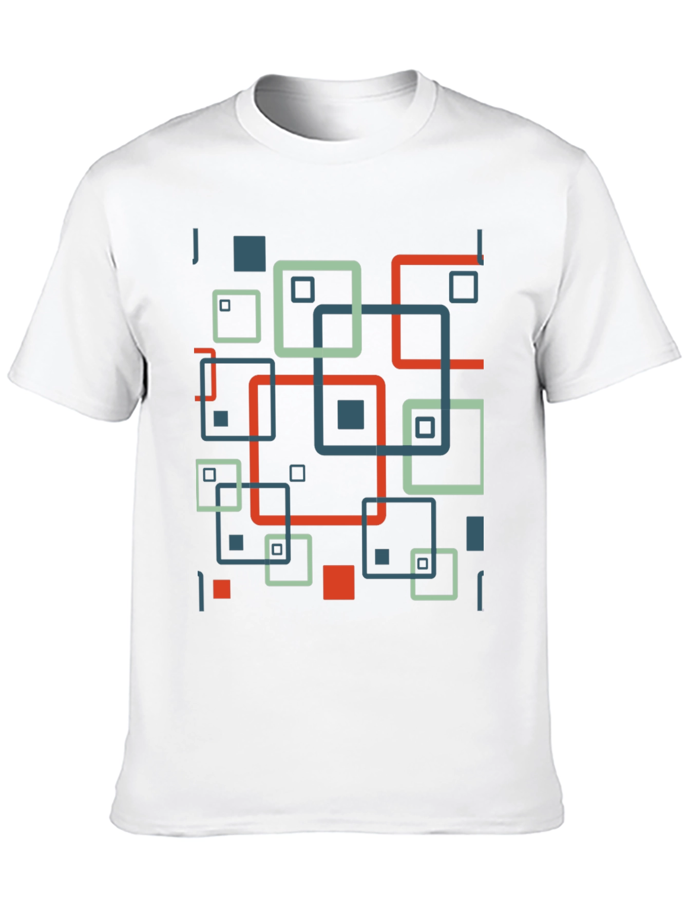 Geometric Square Pattern Black T-Shirt