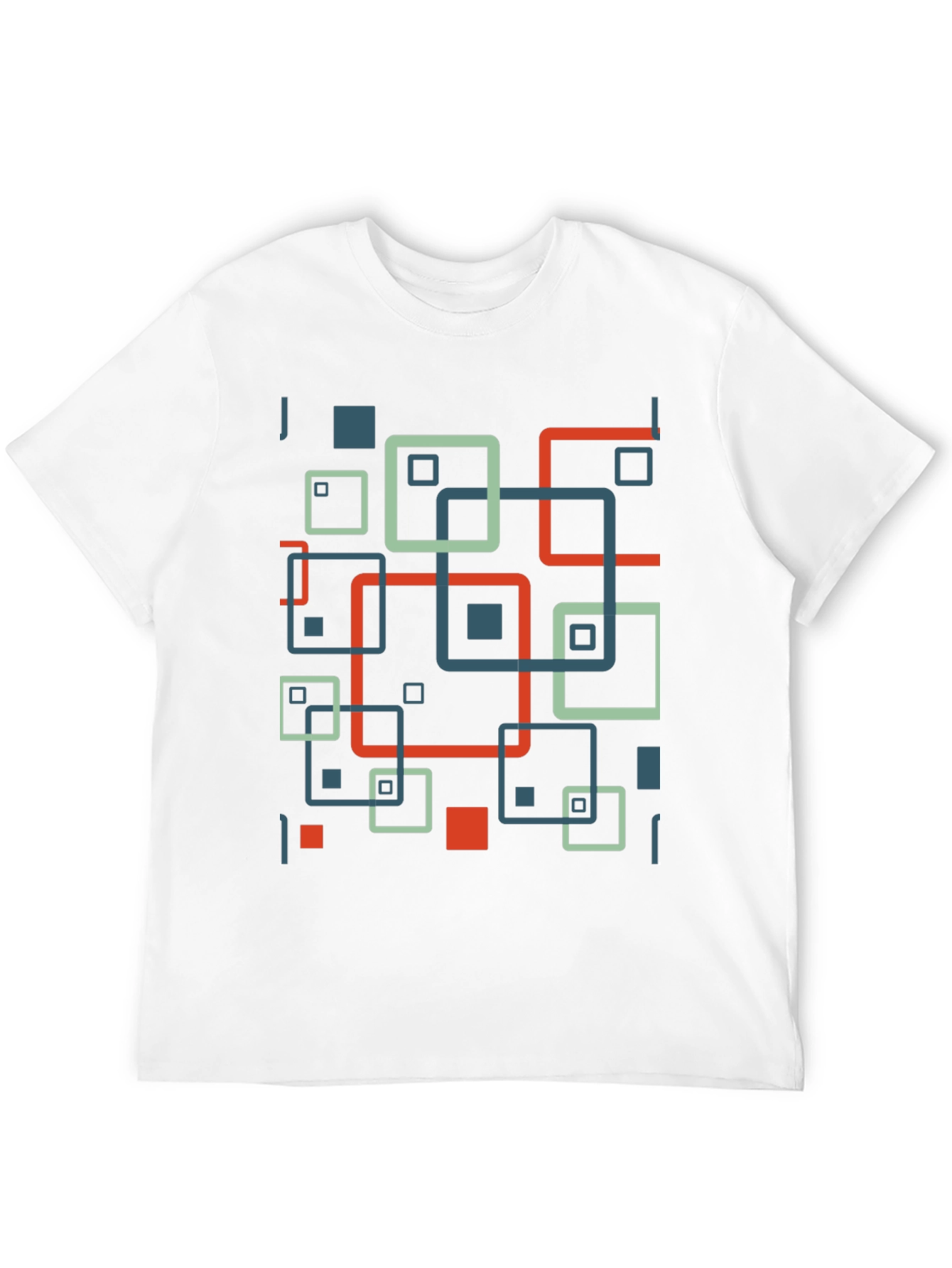 Geometric Square Pattern Black T-Shirt