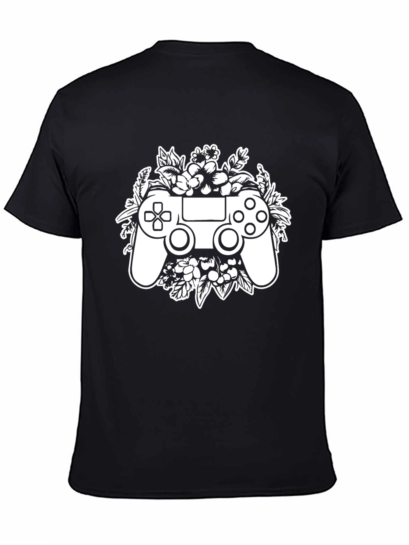 Gamer Floral Controller T-Shirt - Black