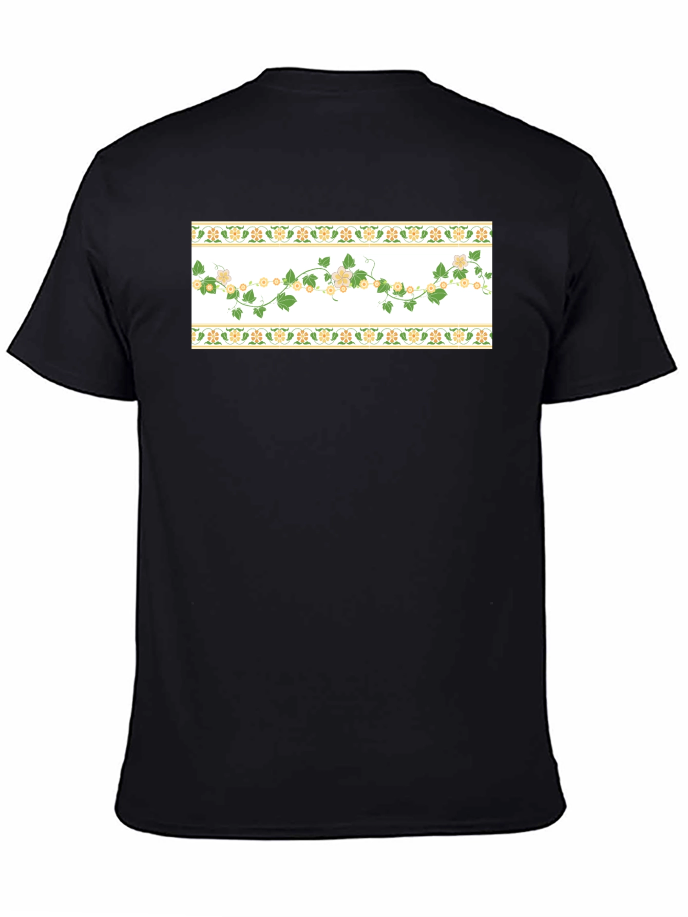 Floral Vine T-Shirt - Stylish Black Tee