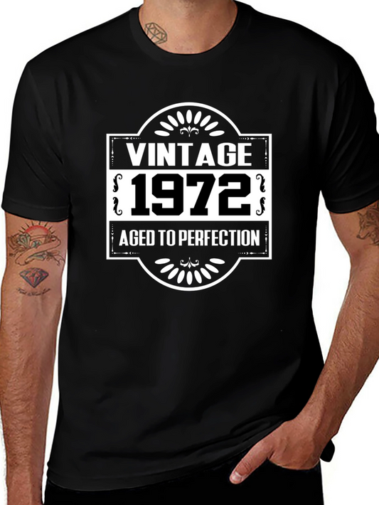 Vintage 1972 Aged To Perfection Black Graphic T-Shirt