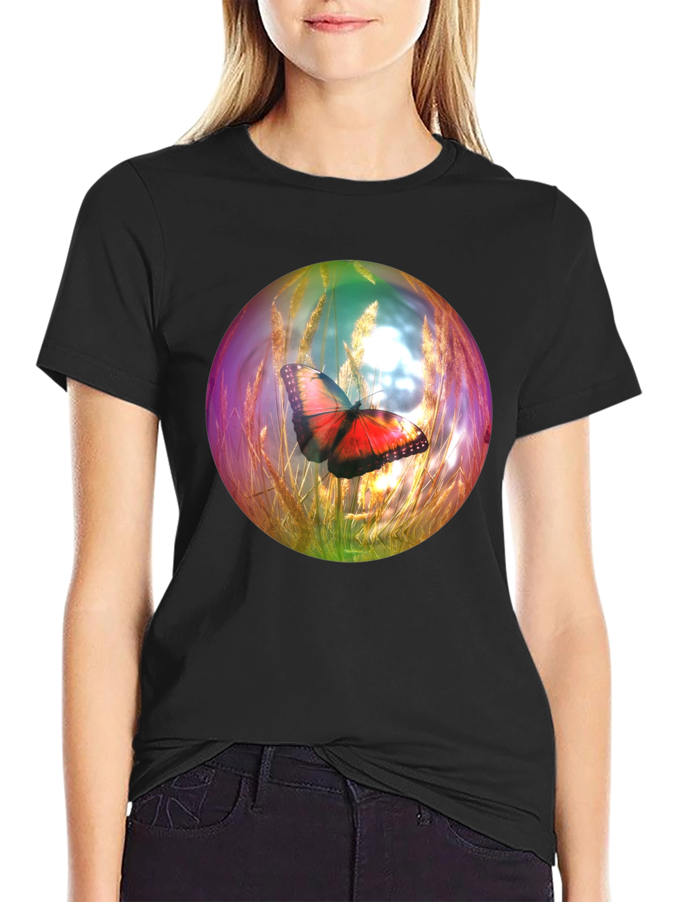 Butterfly Orb Graphic T-Shirt - Unique Design
