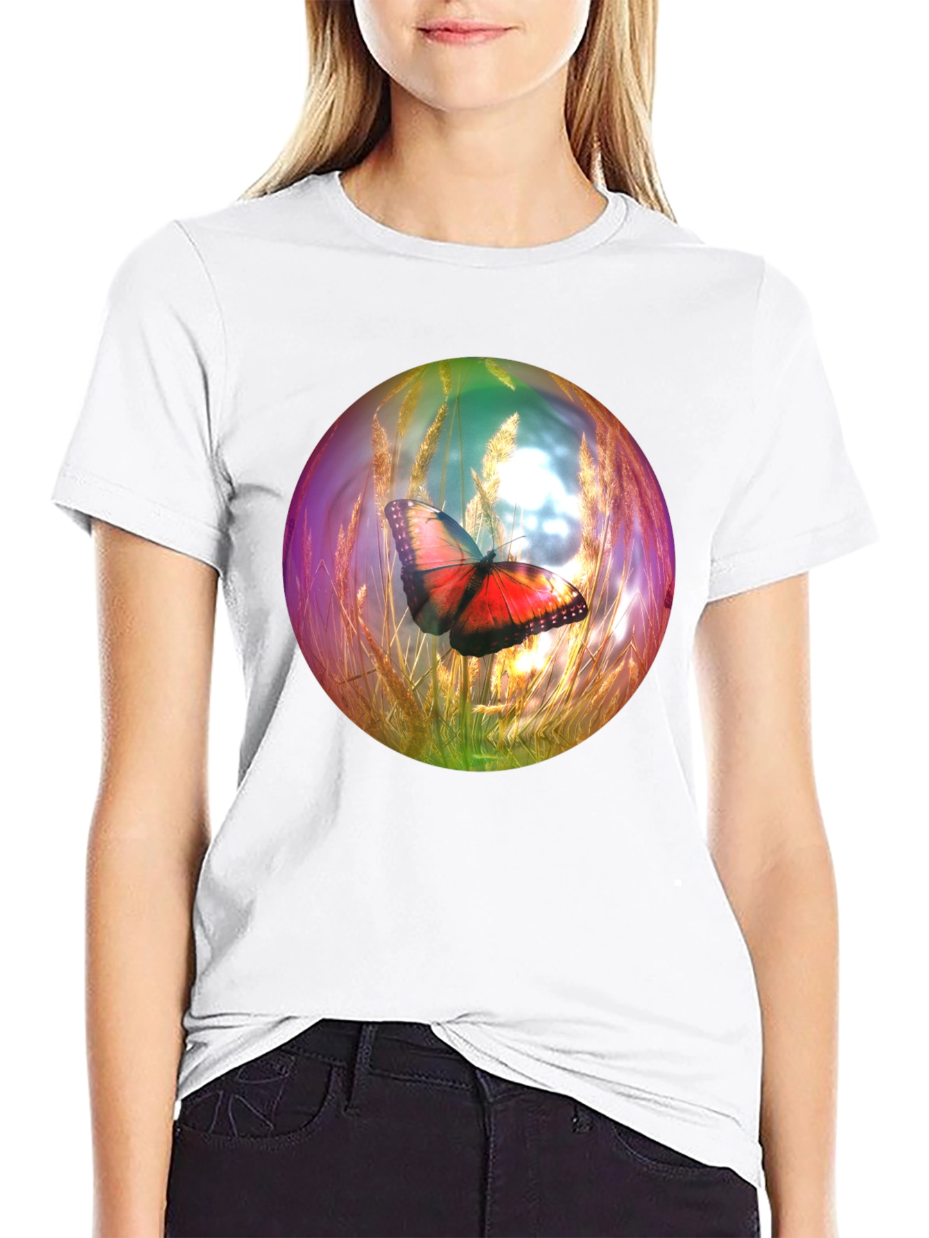 Butterfly Orb Graphic T-Shirt - Unique Design