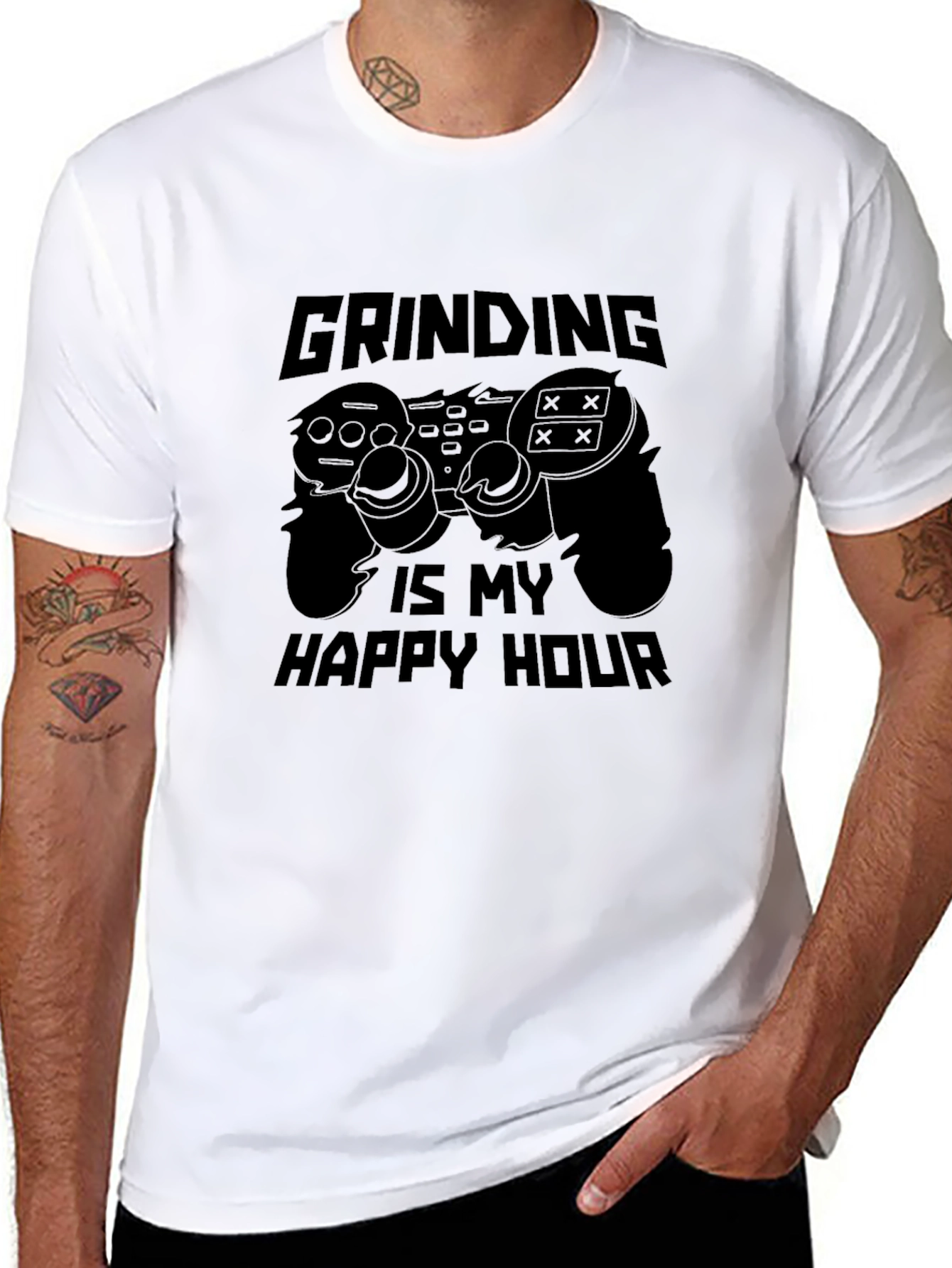 Gamer Grinding Happy Hour Black T-Shirt