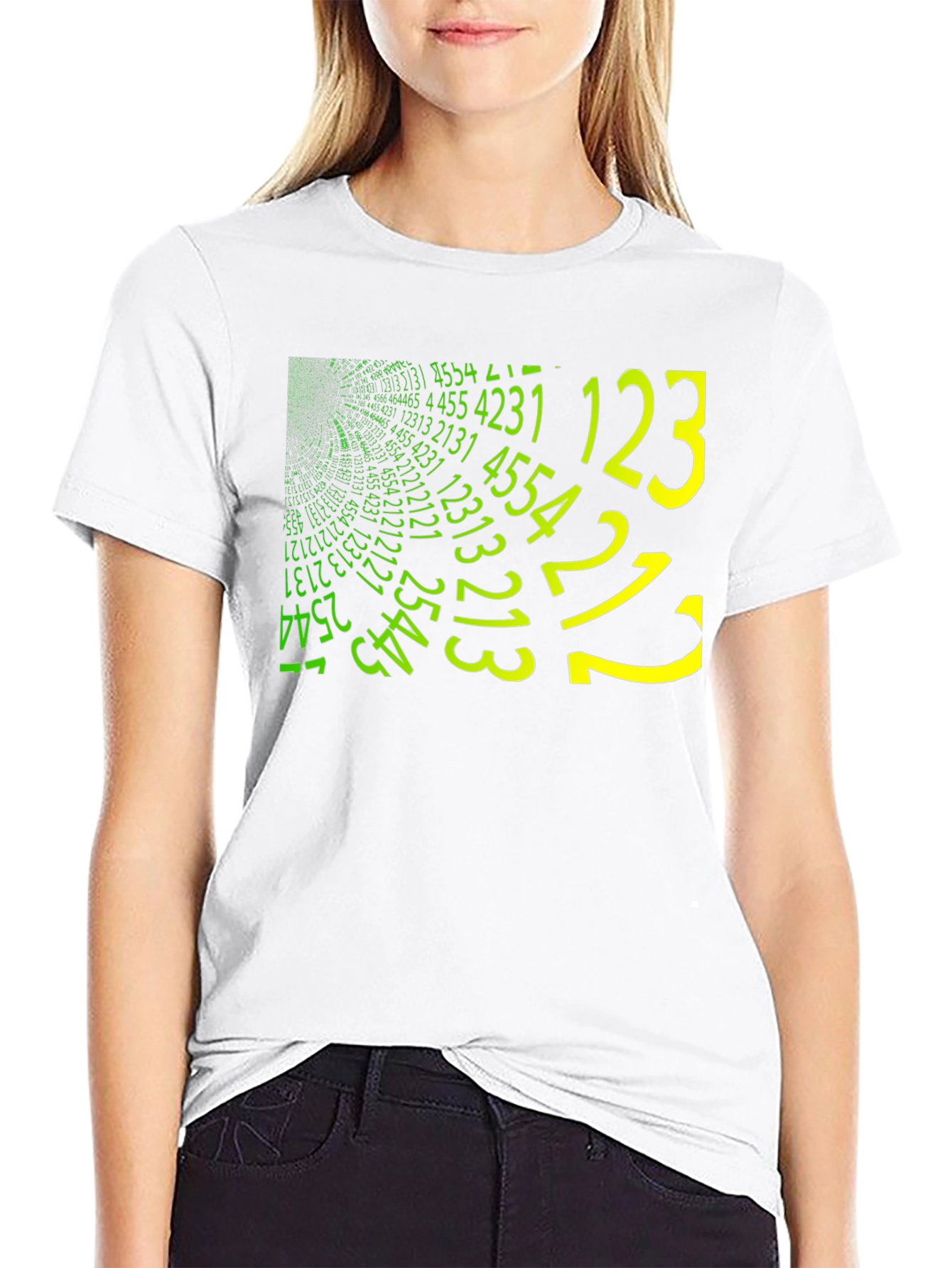 Matrix Style Number Print Crew Neck T-Shirt