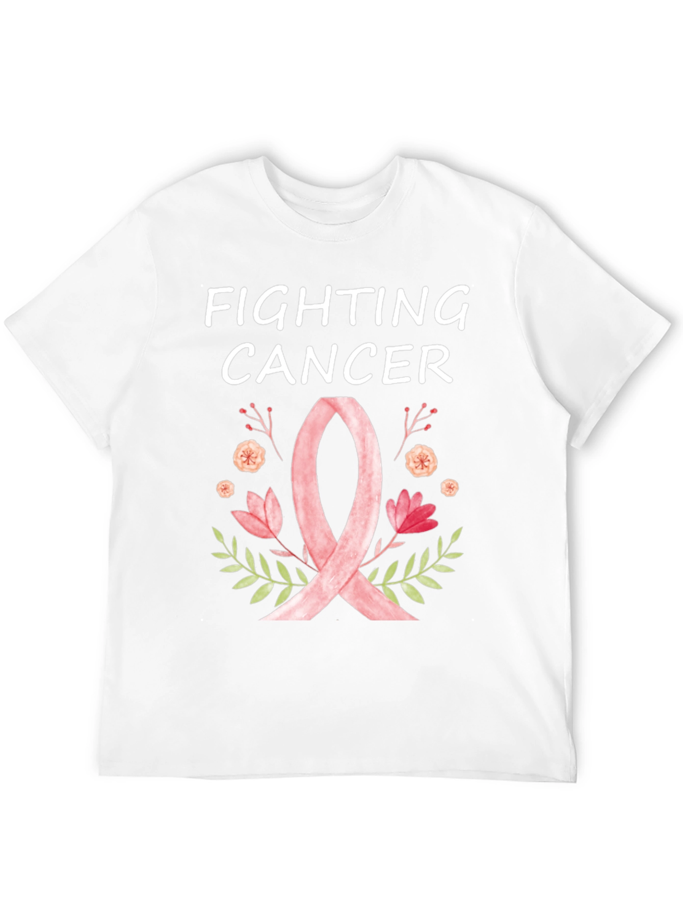 Fighting Cancer Ribbon Floral T-Shirt