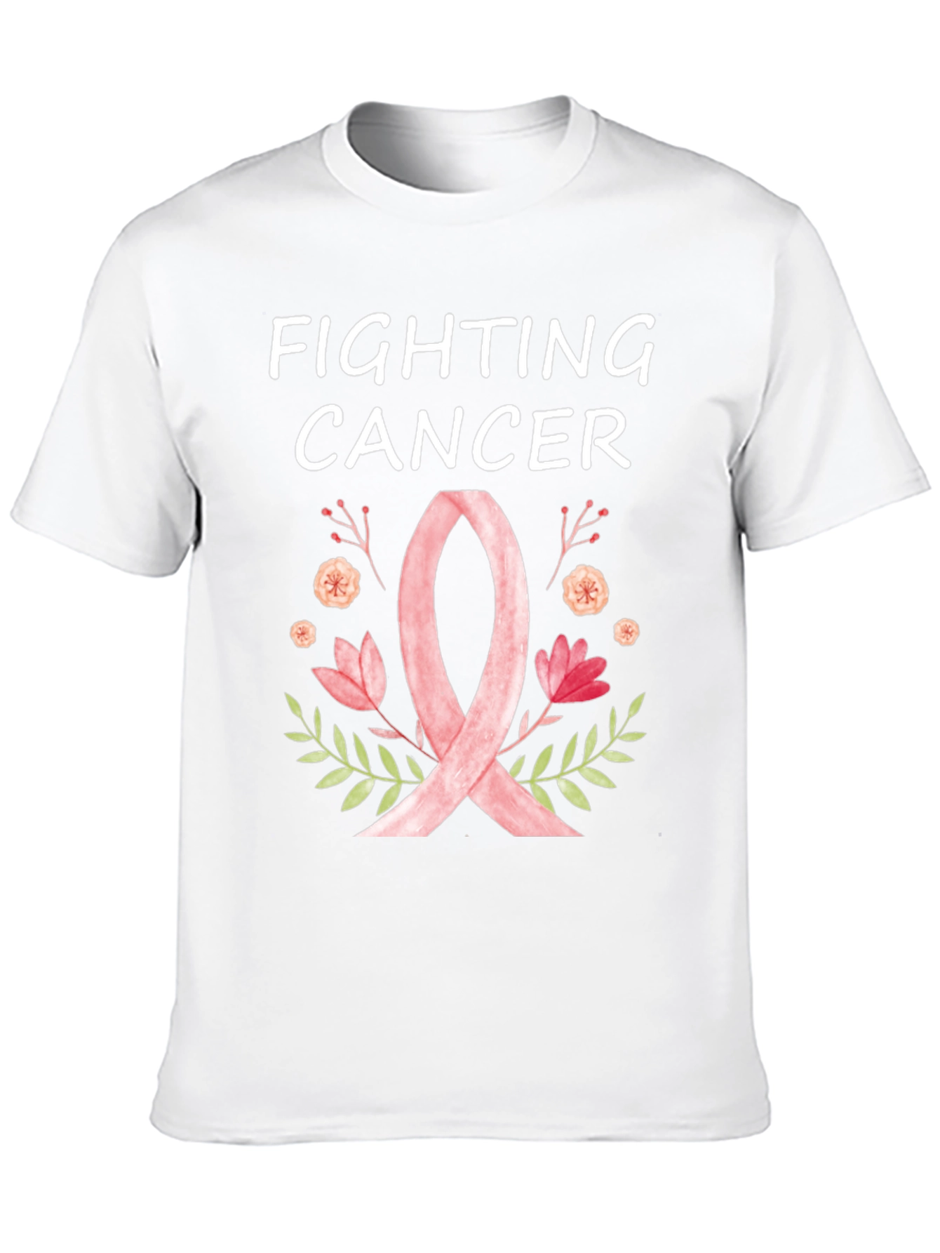 Fighting Cancer Ribbon Floral T-Shirt