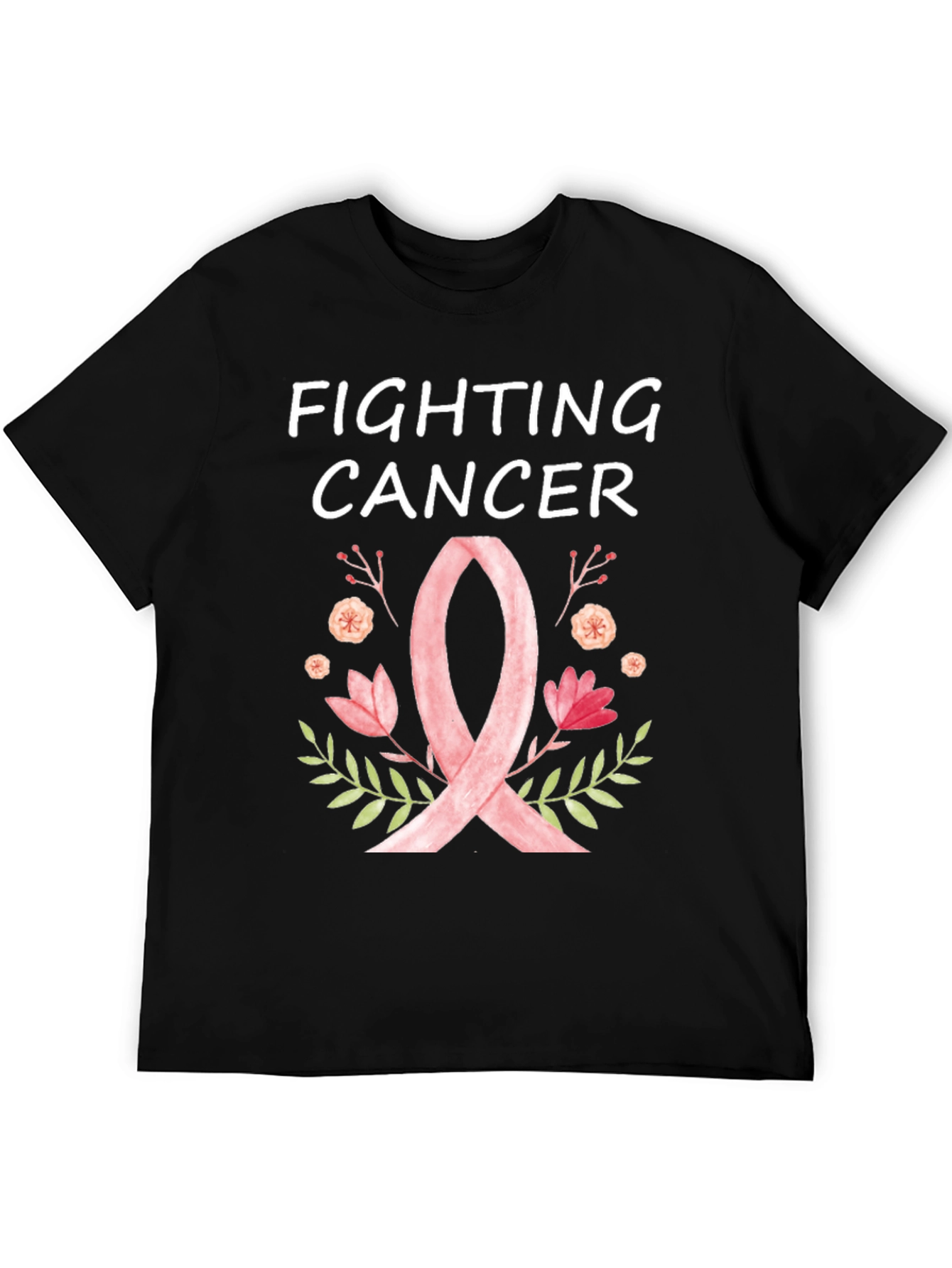 Fighting Cancer Ribbon Floral T-Shirt