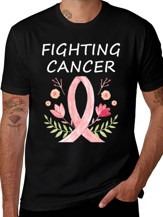 Fighting Cancer Ribbon Floral T-Shirt