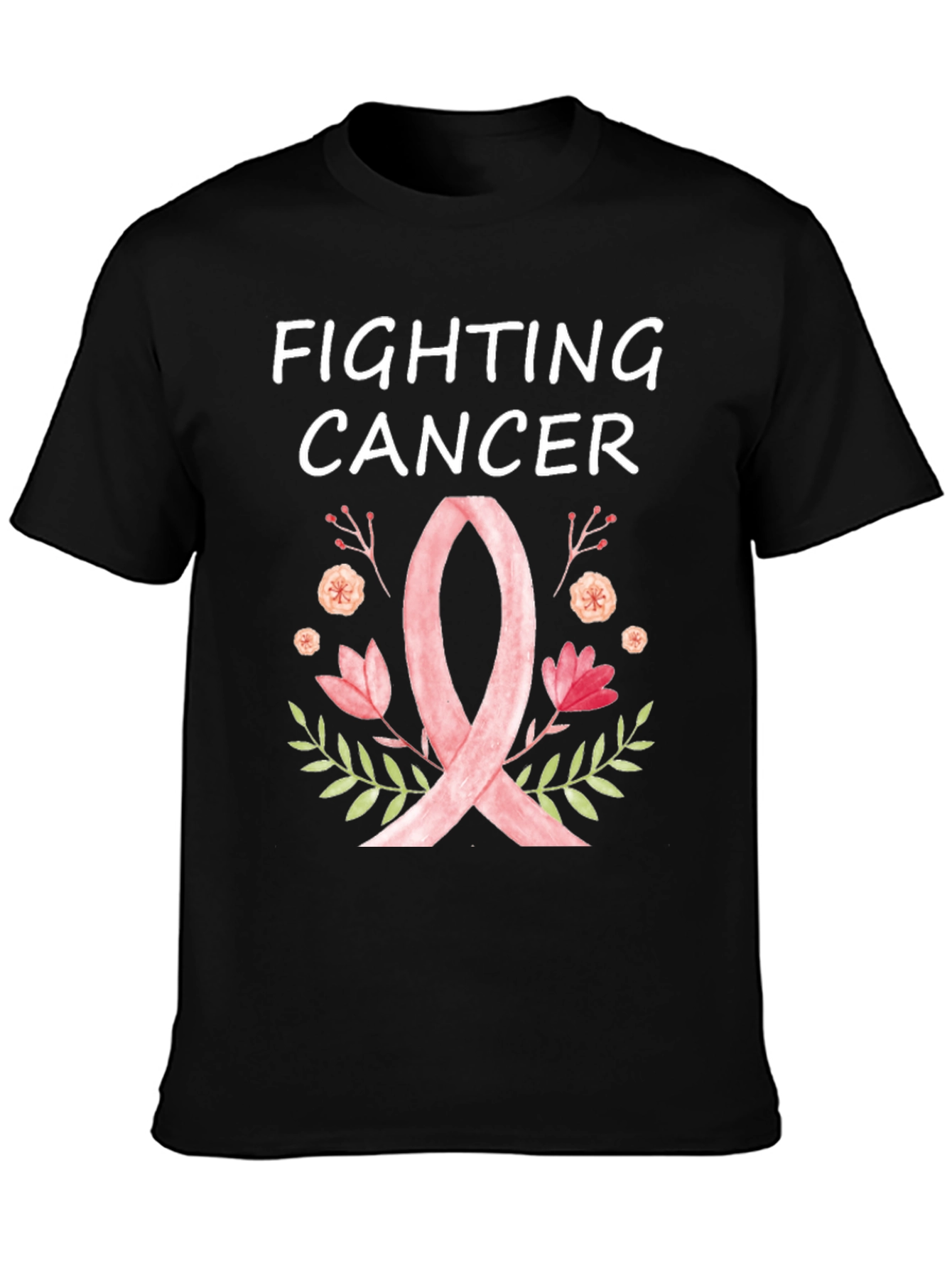 Fighting Cancer Ribbon Floral T-Shirt