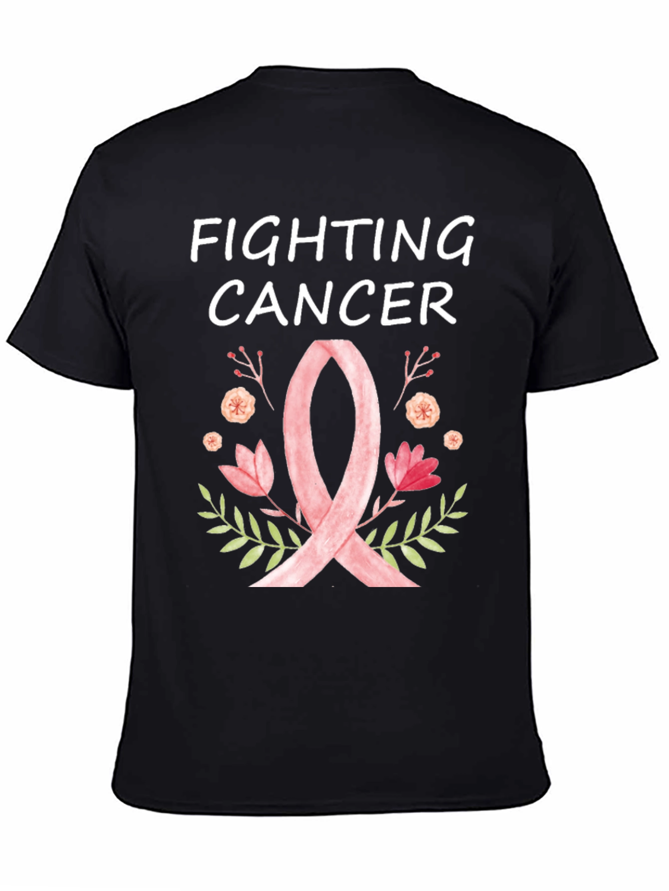 Fighting Cancer Ribbon Floral T-Shirt